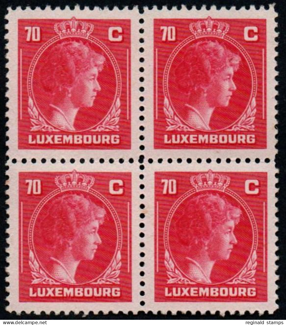 Luxembourg 1944 GD Charlotte 70c Red, Block X 4, MNH ** Mi 356 (Ref: 2083) - Ungebraucht