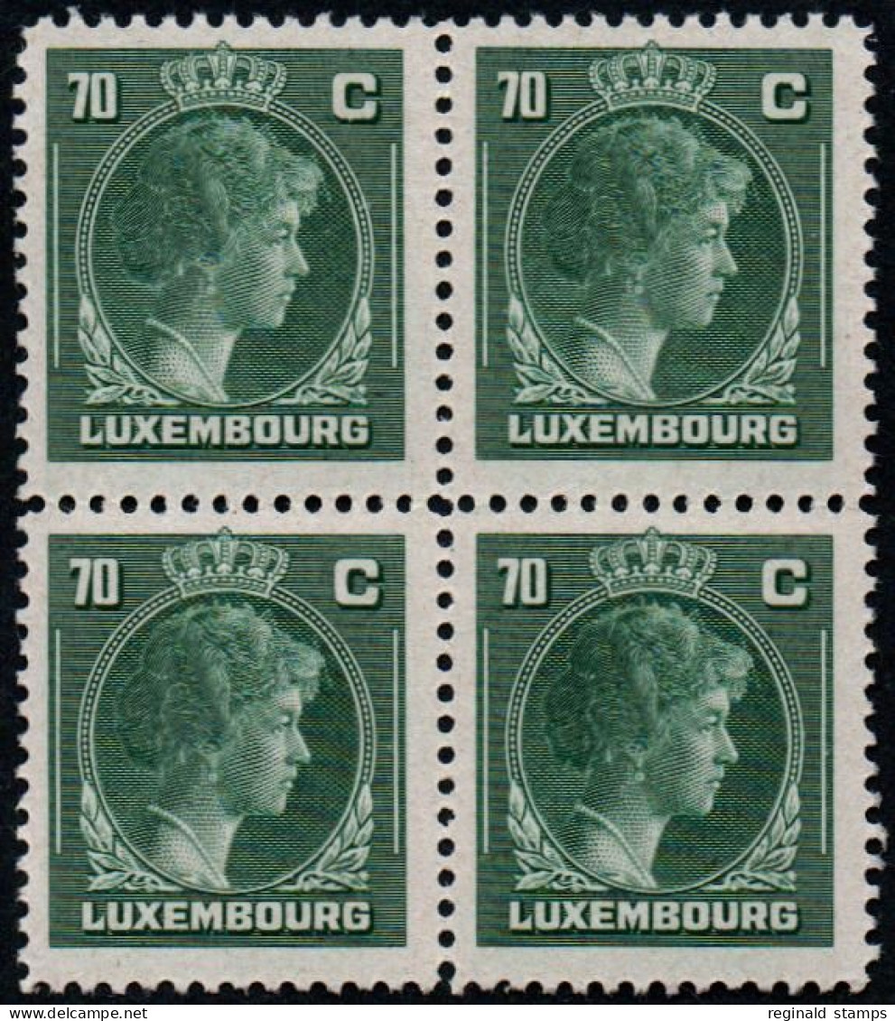 Luxembourg 1946 GD Charlotte 70c Green, Block X 4, MNH ** Mi 357 (Ref: 2084) - Unused Stamps