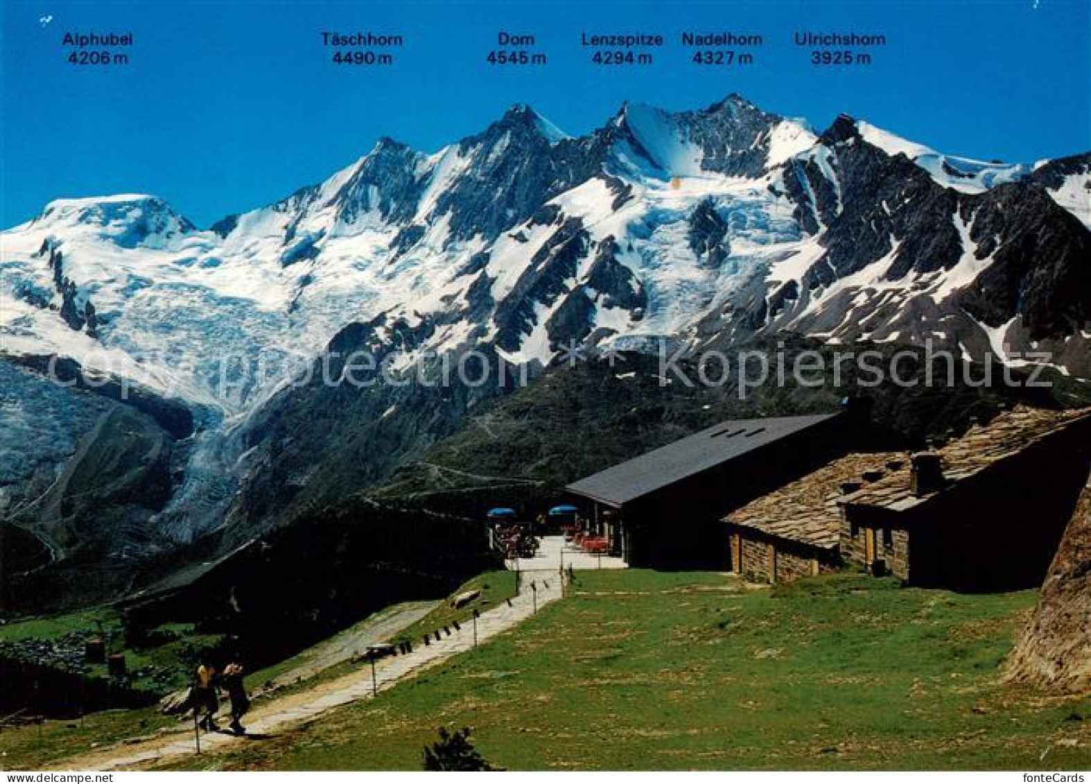 13789847 Saas-Grund VS Bergrestaurant Kreuzboden Panorama Der Viertausender  - Altri & Non Classificati