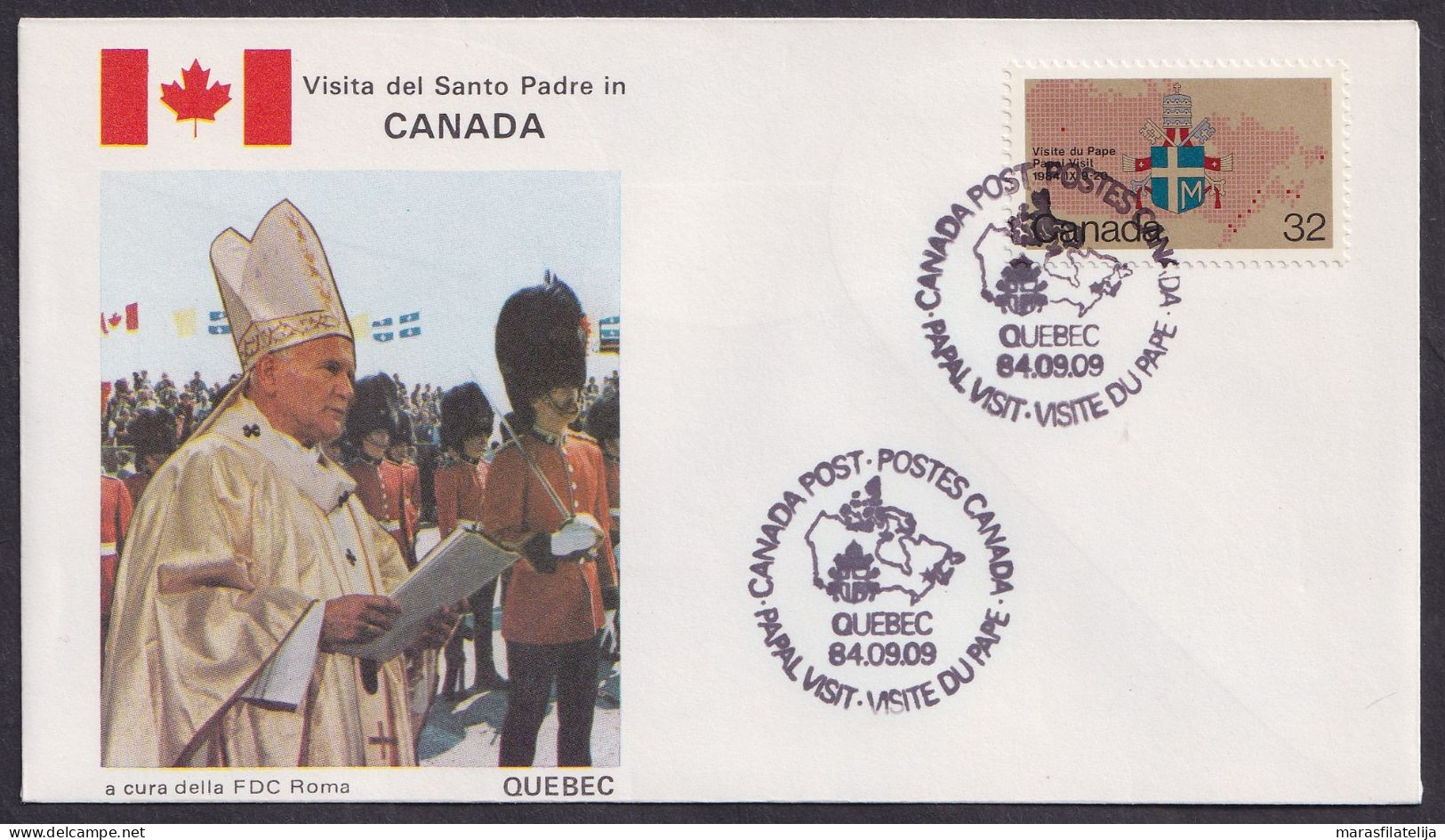 Vatican Canada 1984, Pope Paul John II Visit - Quebec, Special Cover - Andere & Zonder Classificatie