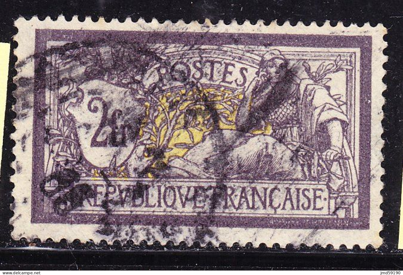 FRANCE Timbre Oblitéré N° 122, Type Merson 2fr Violet Et Jaune - 1900-27 Merson