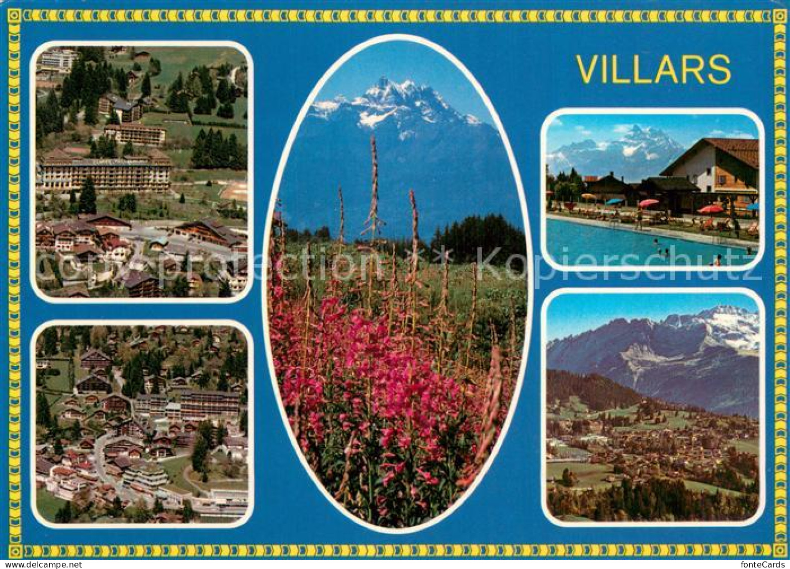 13781697 Villars Chesieres Fliegeraufnahmen Panorama Freibad Villars Chesieres - Andere & Zonder Classificatie