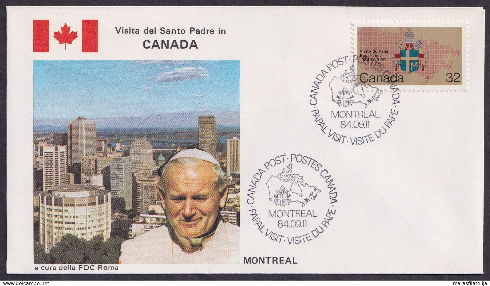 Vatican Canada 1984, Pope Paul John II Visit - Montreal, Special Cover - Sonstige & Ohne Zuordnung