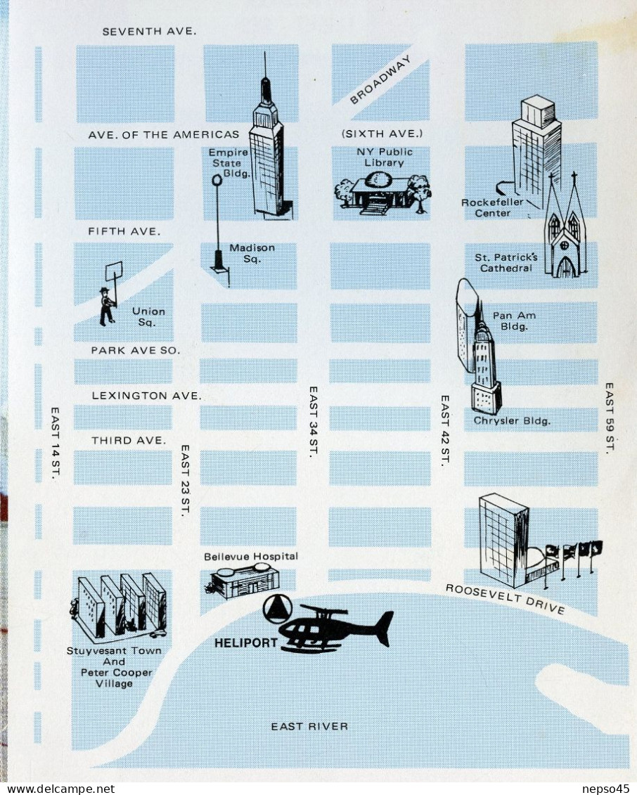 Dépliant touristique.Amérique.U.S.A.Sight-See New York by Helicopter.Island Helicopter Corporation.East River.