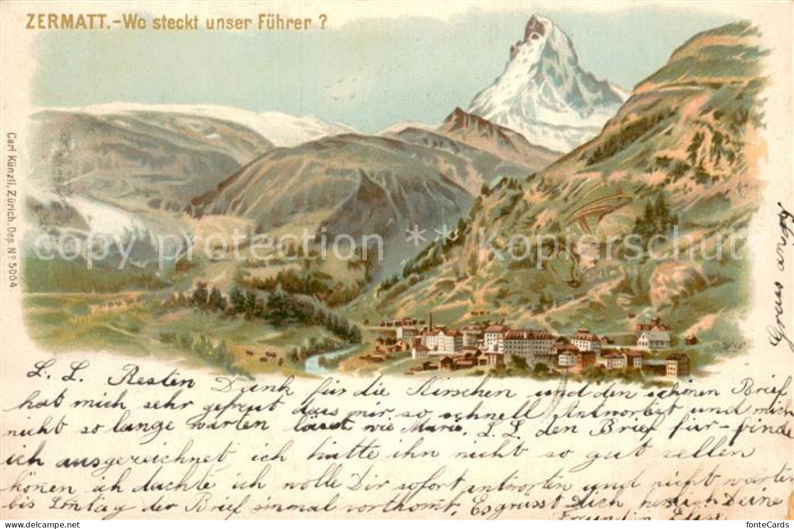 13770337 Zermatt VS Panorama Mit Matterhorn Kuenstlerkarte Zermatt VS - Andere & Zonder Classificatie