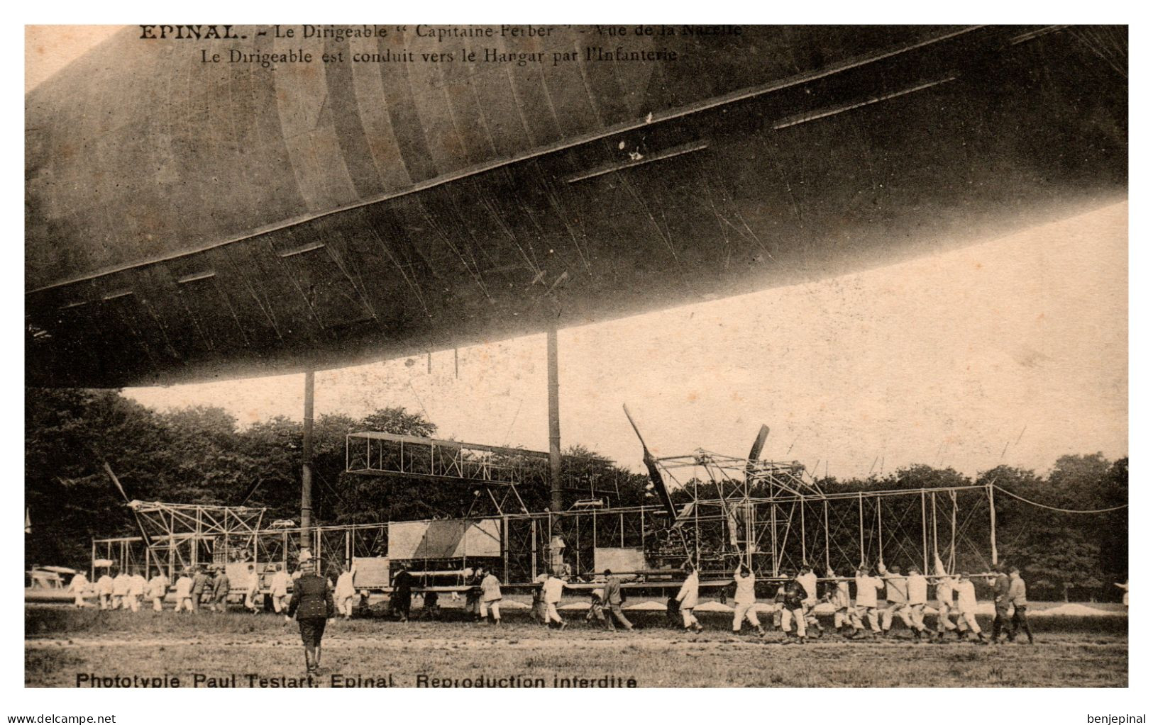 Epinal - Le Dirigeable Capitaine Ferber - Vue De La Nacelle - Le Dirigeable Est Conduit Vers Le Hangar (Testart) - Golbey