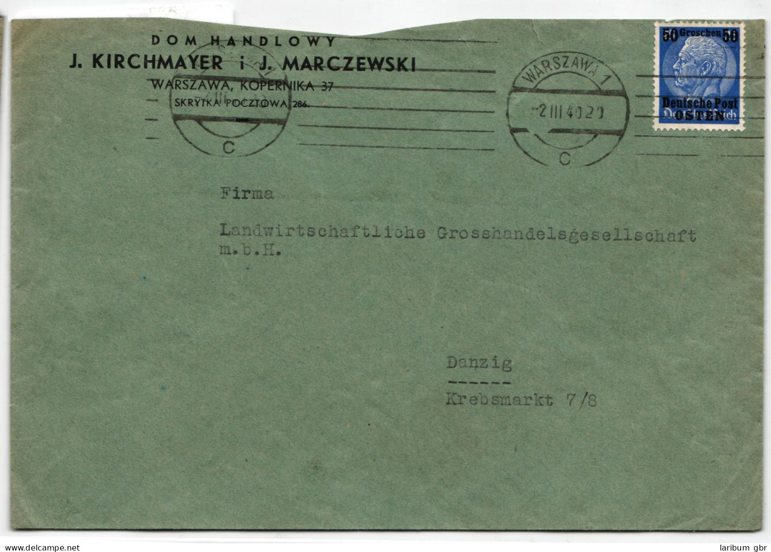 Generalgouvernement 9 Auf Brief Als Einzelfrankatur Portogerecht #KY490 - Besetzungen 1938-45