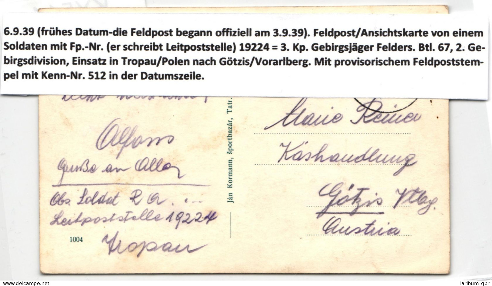 Generalgouvernement Feldpost Auf Postkarte Feldpost Generalgouvernement #KY514 - Occupazione 1938 – 45