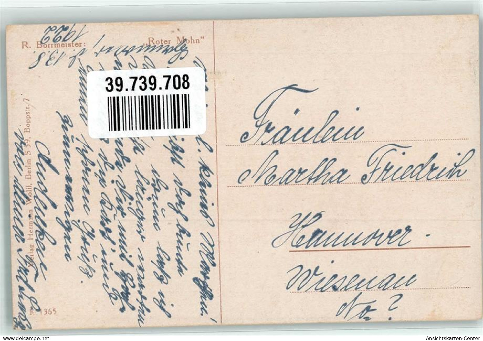 39739708 - Frau Mohnblume Verlag Wolff Nr.1365 - Borrmeister, R.