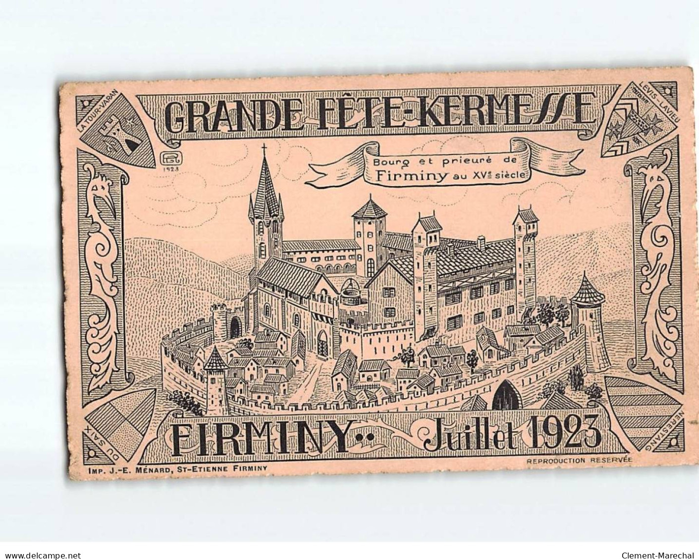 FIRMINY : Grande Fête Kermesse 1923, Bourg Et Prieuré Au XVe Siècle - état - Firminy