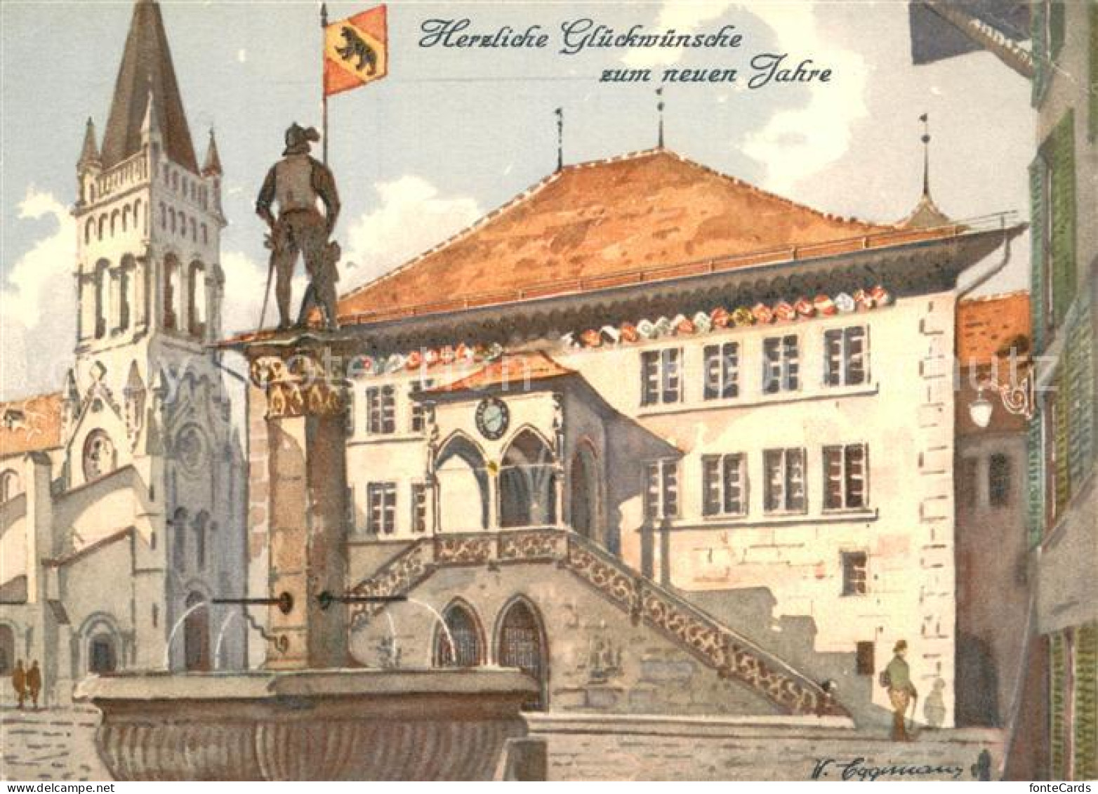 13757857 Bern BE Rathaus Brunnen Kuenstlerkarte Bern BE - Altri & Non Classificati