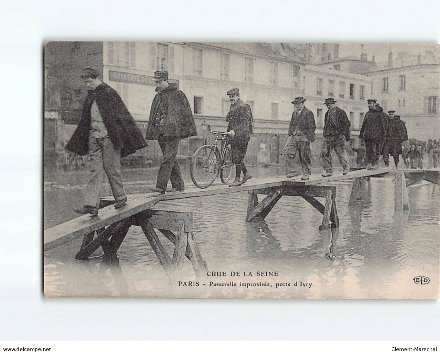 PARIS : Inondations De 1910, Passerelle Improvisée, Porte D'Ivry - état - Paris Flood, 1910