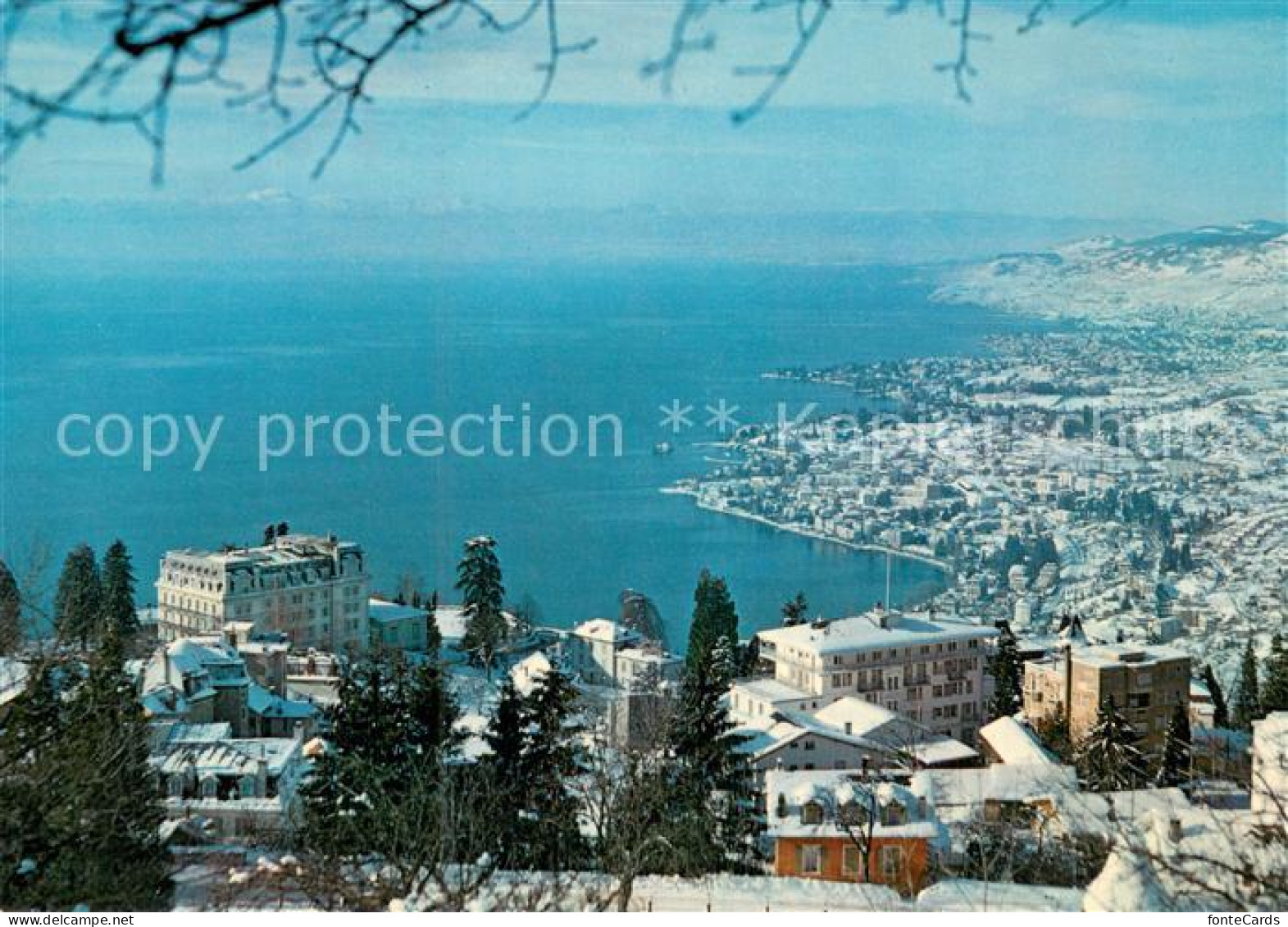 13757719 Glion Sur Montreux En Hiver Avec Clarens Lac Leman Et Jura Glion - Autres & Non Classés