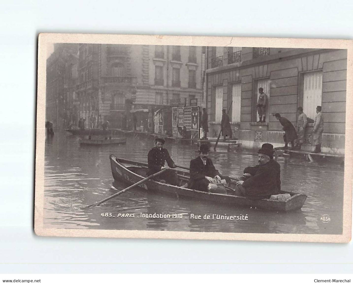 PARIS : Inondations 1910, Rue De L'Université - état - Paris Flood, 1910