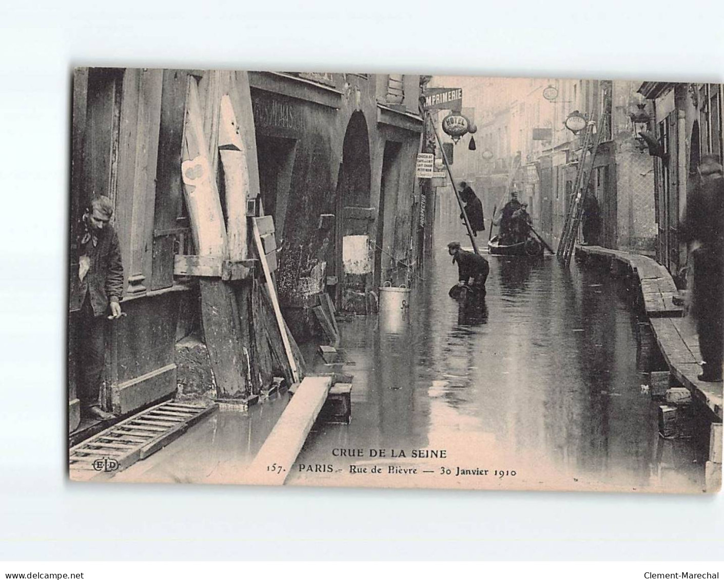 PARIS : Inondations 1910, Rue De Bièvre - état - Paris Flood, 1910