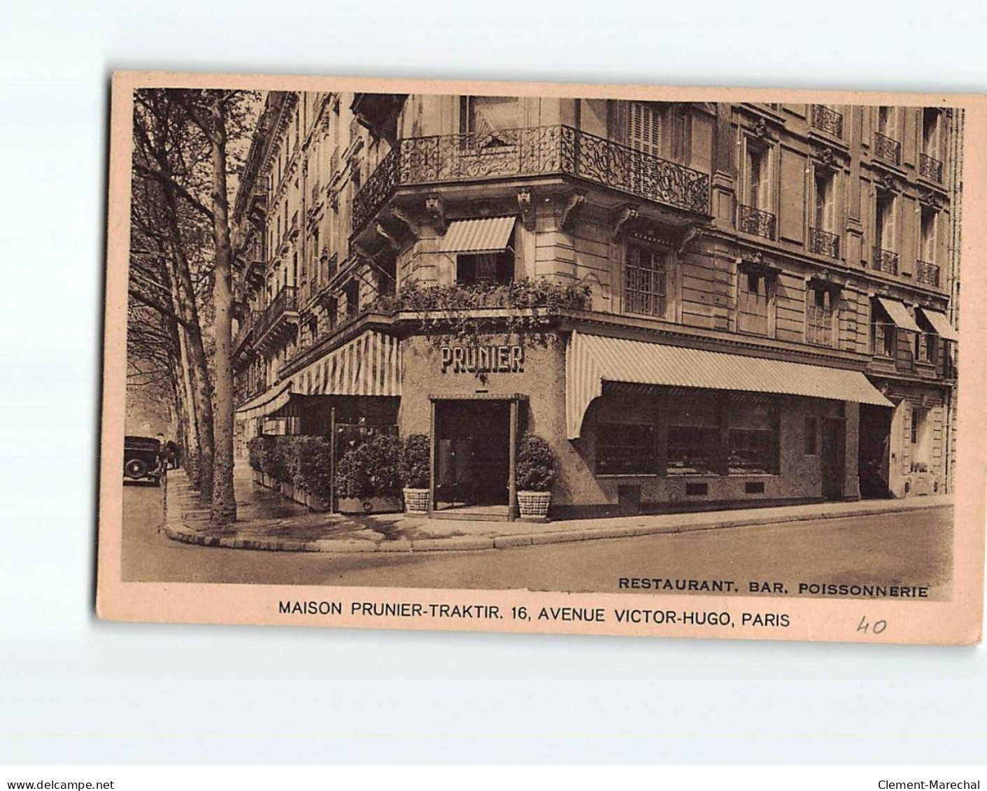 PARIS : Maison Prunier-Traktir, Avenue Victor-Hugo - état - Andere & Zonder Classificatie