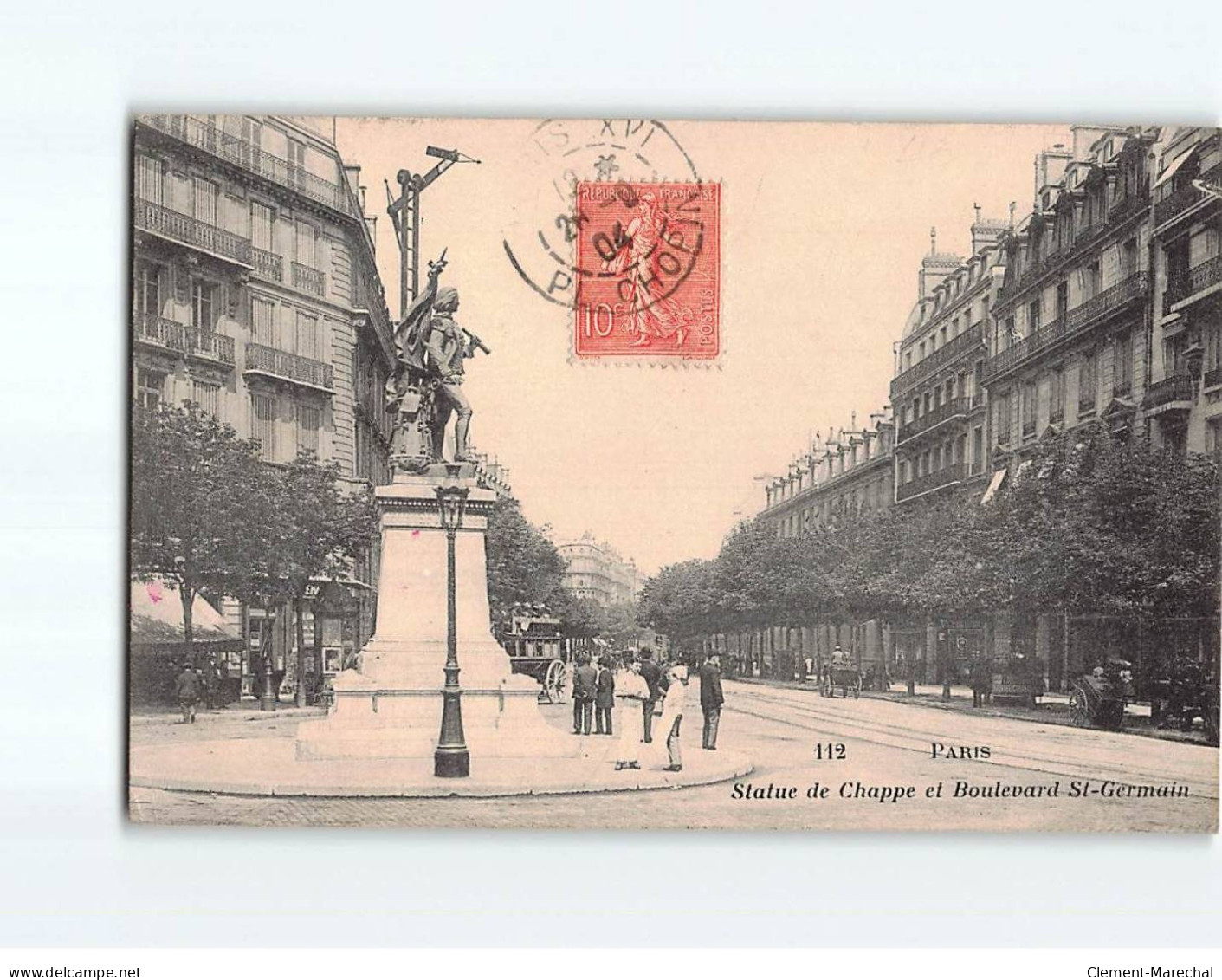 PARIS: Statue De Chappe Et Boulevard Saint-Germain - état - Statue