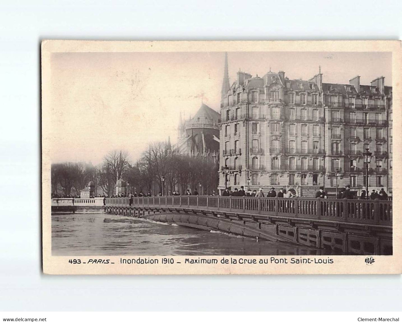 PARIS : Inondations 1910, Maximum De La Crue Au Pont Saint-Louis - Très Bon état - Inondations De 1910