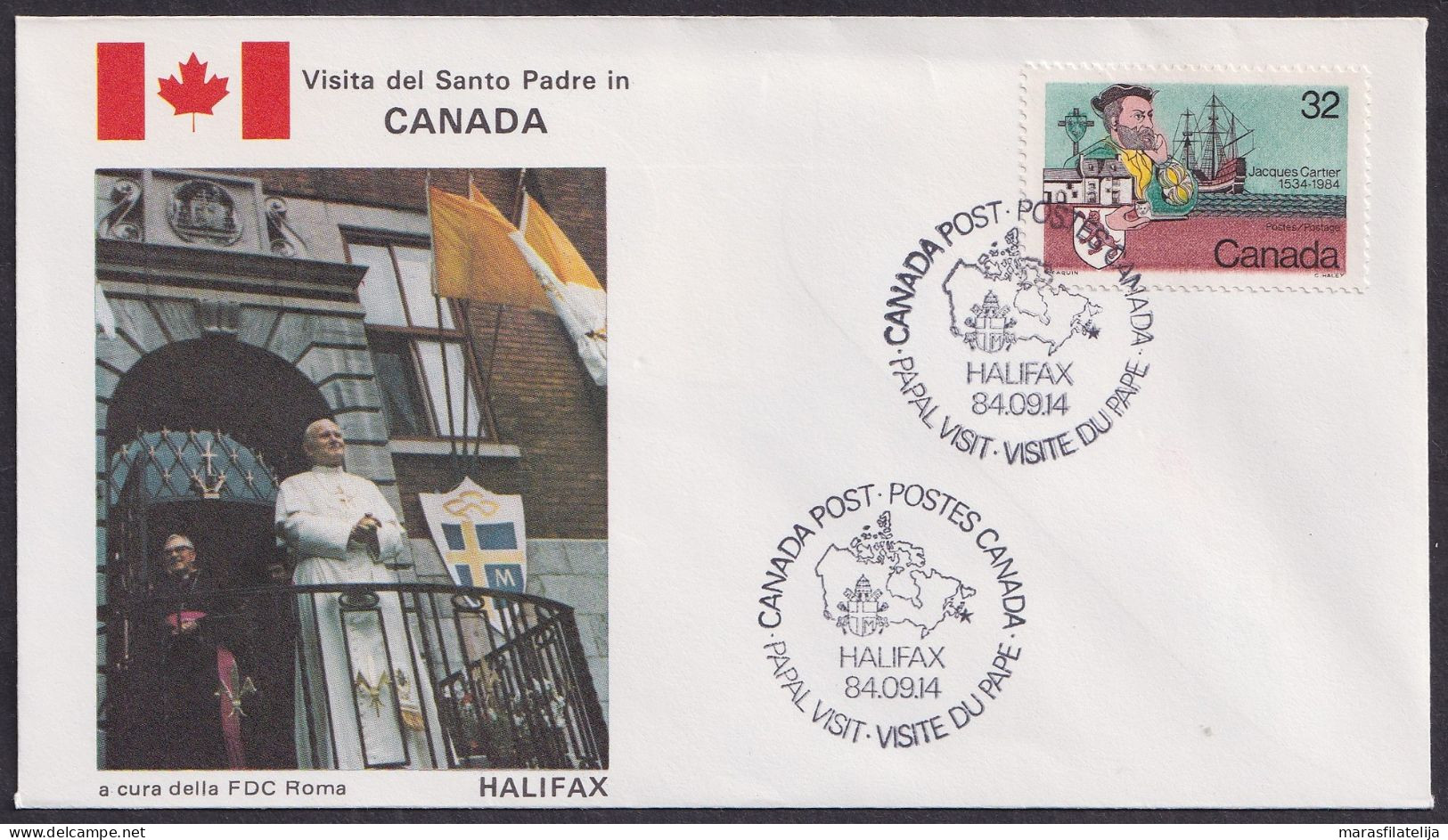 Vatican Canada 1984, Pope Paul John II Visit - Halifax, Special Cover - Autres & Non Classés