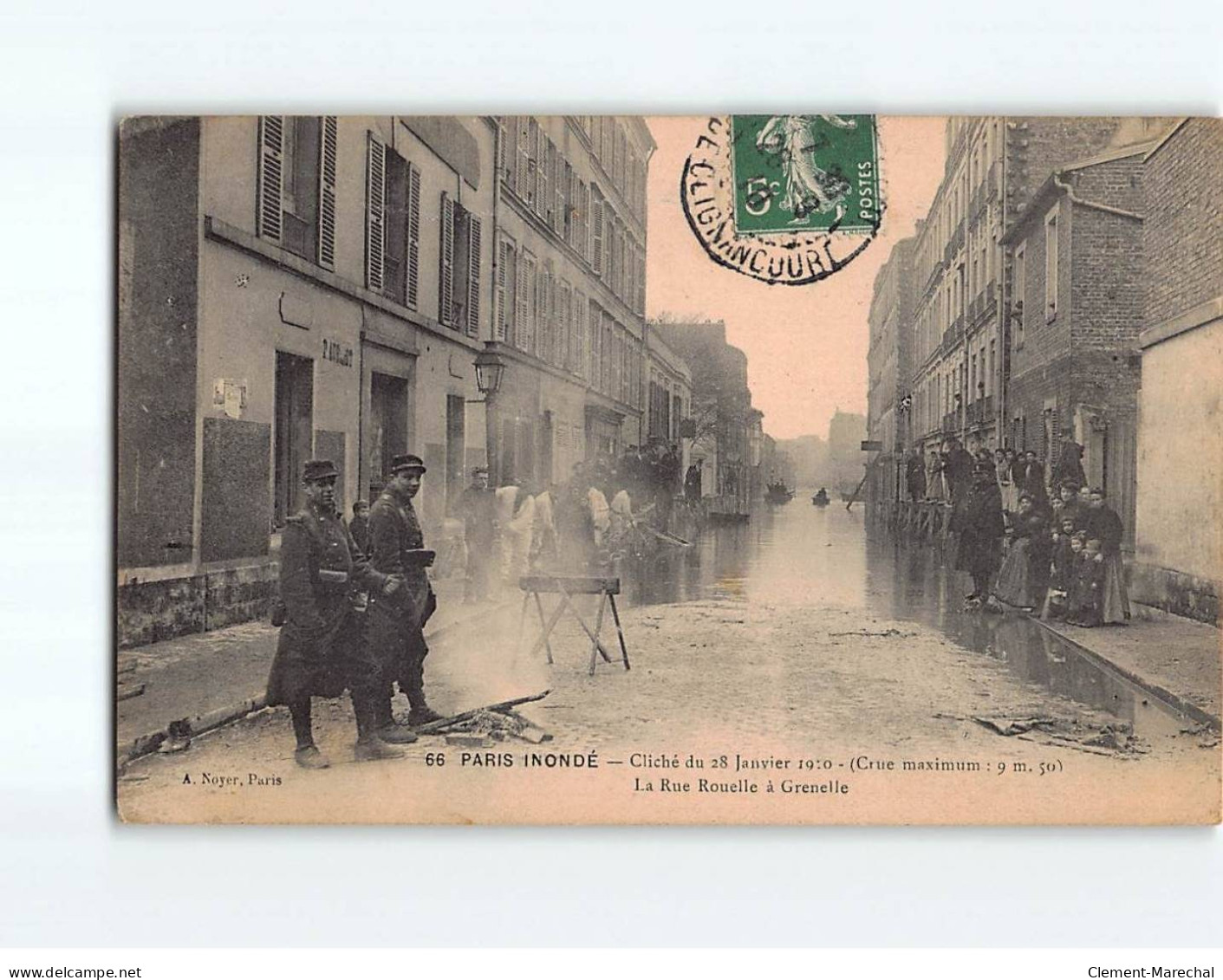 PARIS : Inondations 1910, Cliché De La Rue Rouelle à Grenelle - état - Paris Flood, 1910