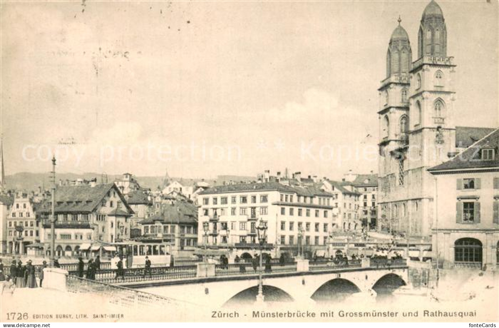 13757397 Zuerich ZH Muensterbruecke Mit Grossmuenster Und Rathausquai Zuerich ZH - Sonstige & Ohne Zuordnung