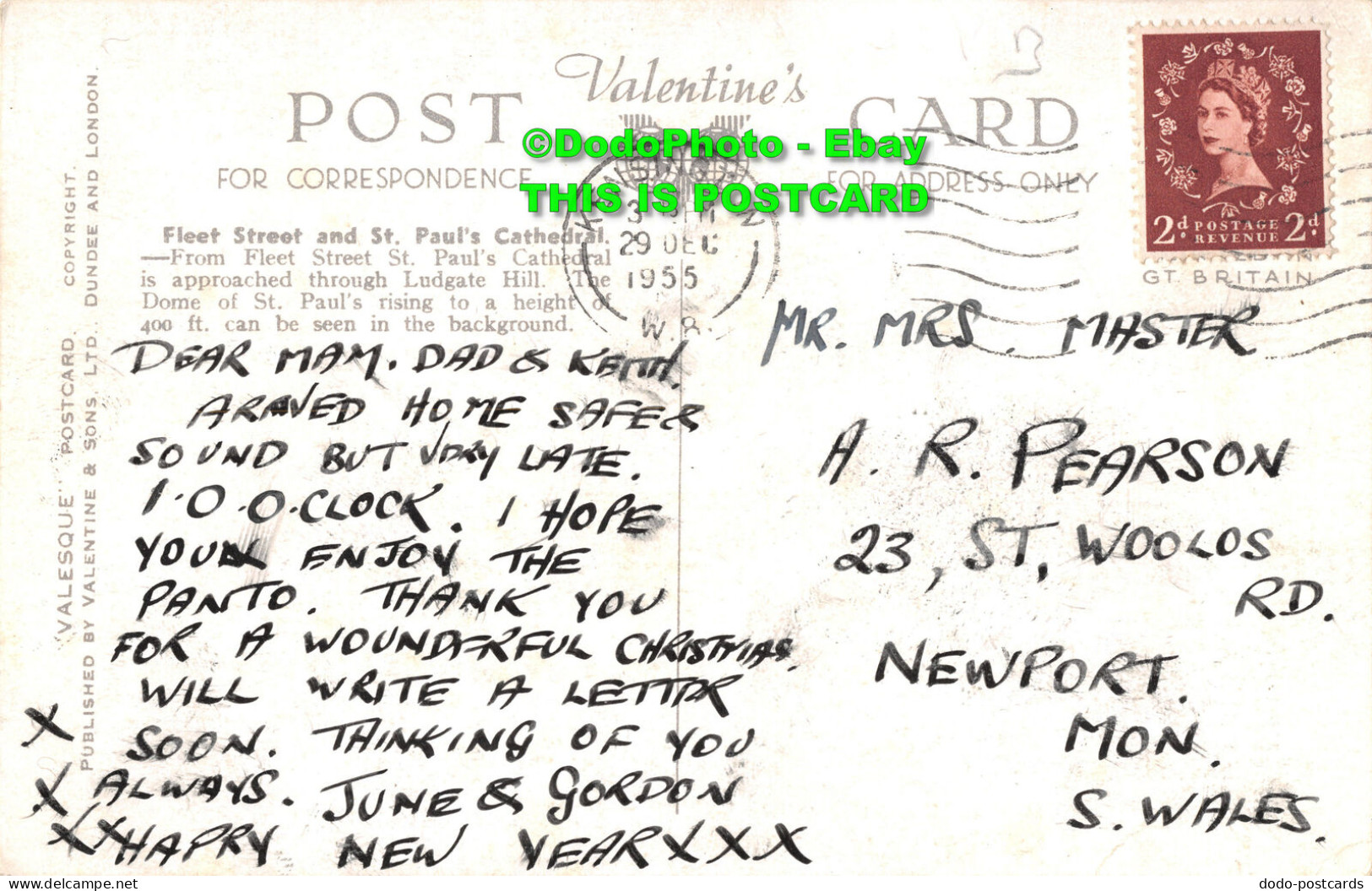 R345200 Fleet Street And St. Pauls Cathedral London. Valesque Postcard. Valentin - Altri & Non Classificati