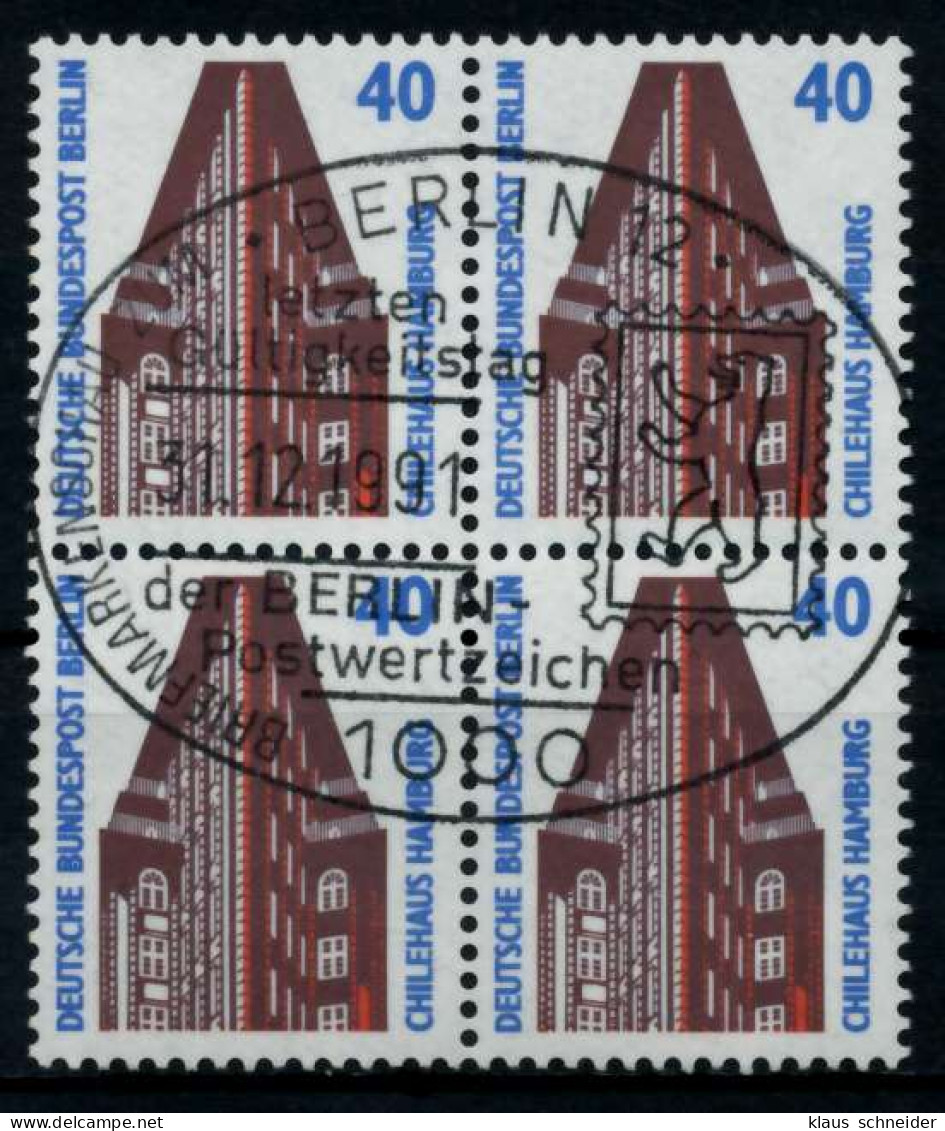 BERLIN DS SEHENSW Nr 816 Zentrisch Gestempelt VIERERBLOCK X72B1FE - Oblitérés