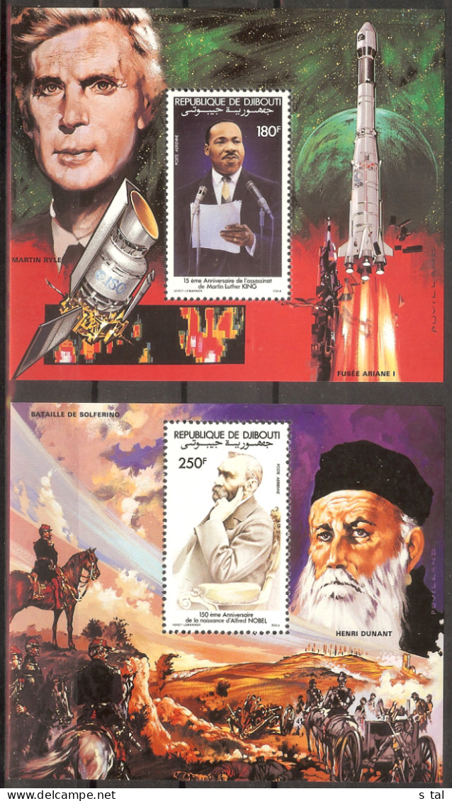 DJIBOUTI Nobel Prize,space,horses Set 2 S/Sheets MNH - Other & Unclassified
