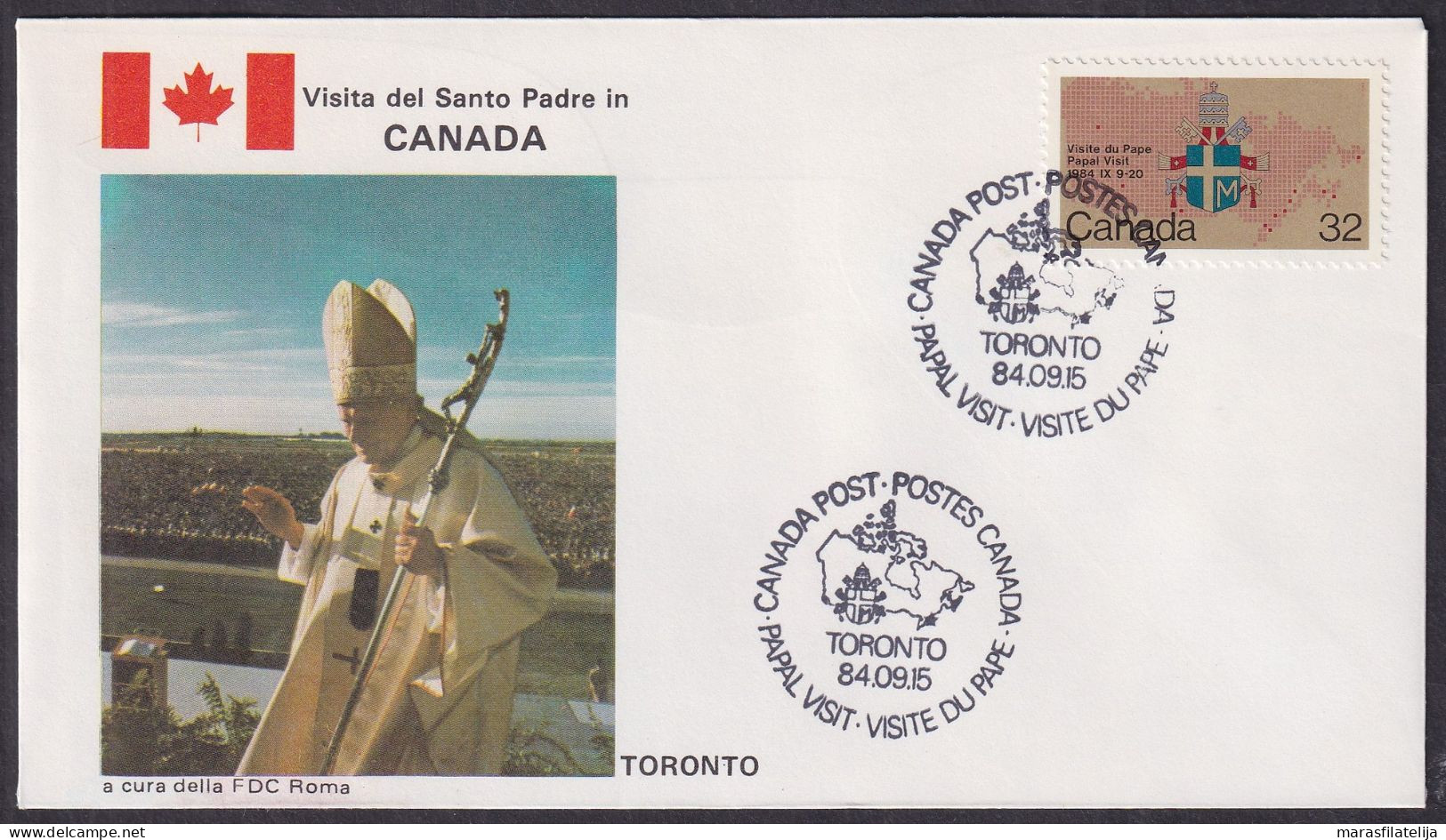 Vatican Canada 1984, Pope Paul John II Visit - Toronto, Special Cover - Andere & Zonder Classificatie