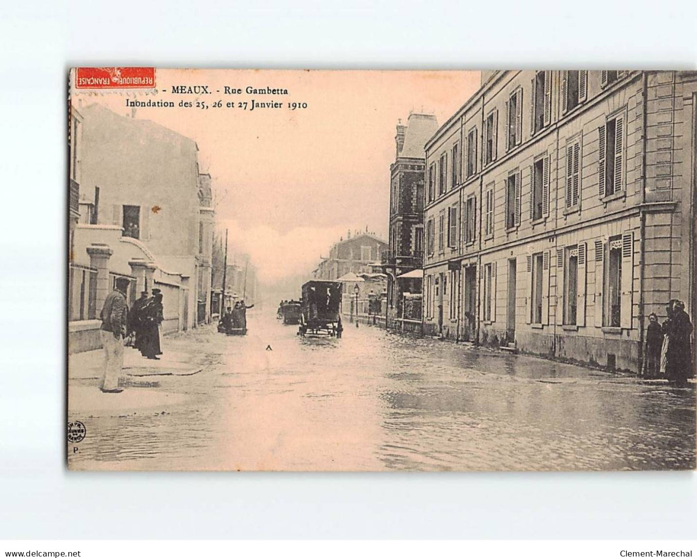 MEAUX : Inondation De Janvier 1910, Rue Gambetta - Très Bon état - Meaux