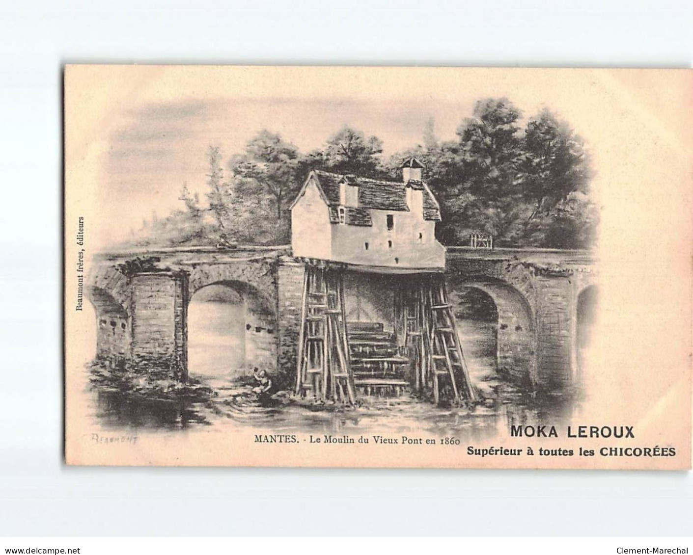 MANTES : Le Moulin Du Vieux Pont En 1860 - Très Bon état - Andere & Zonder Classificatie