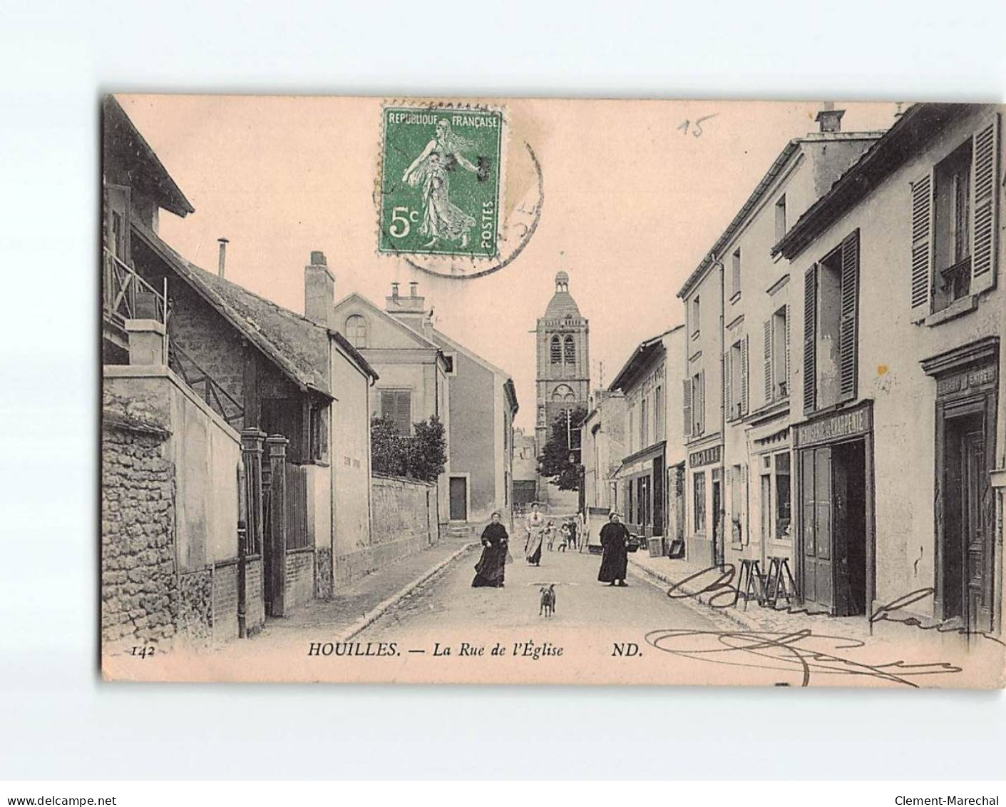 HOUILLES : La Rue De L'Eglise - état - Houilles