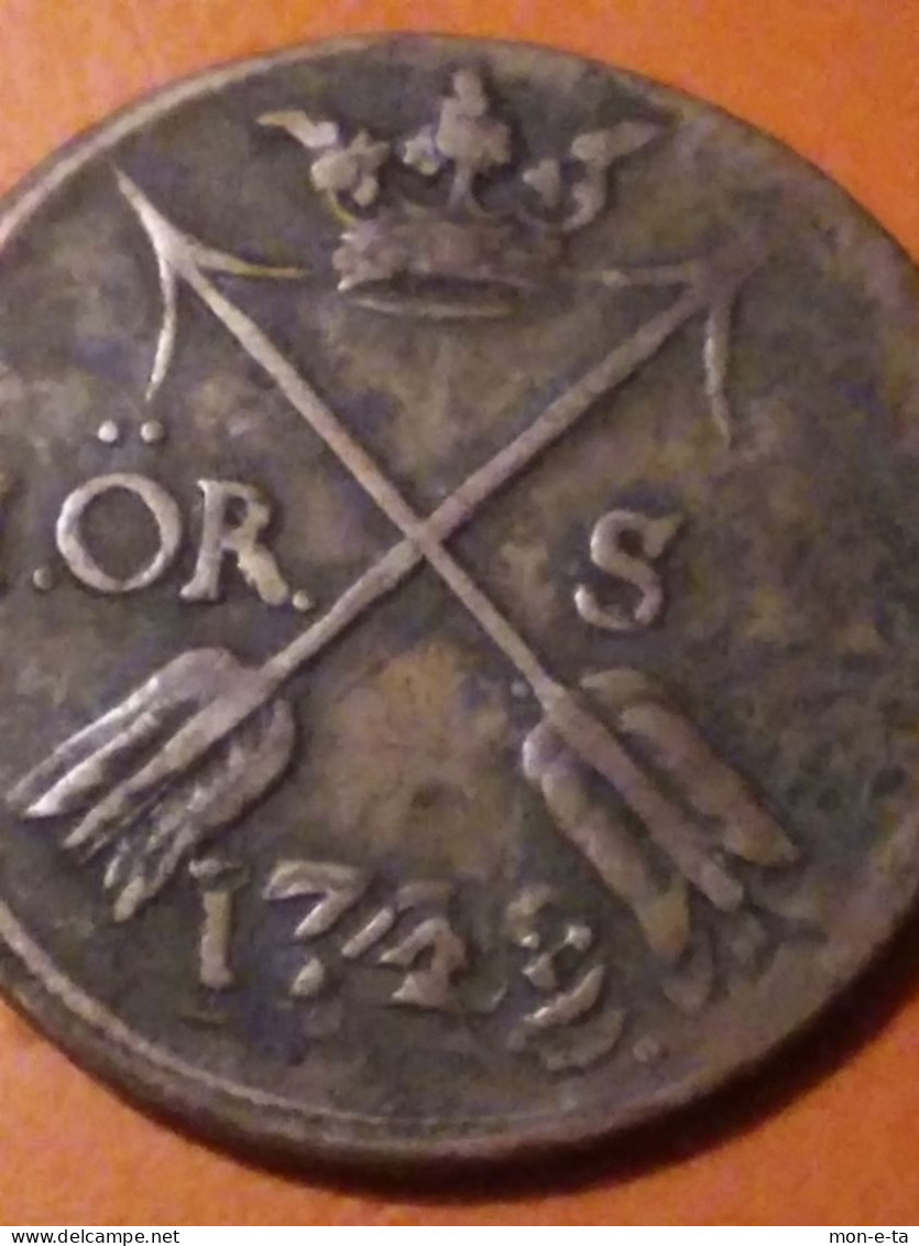 Coin Coper Sverige 1 Ore Double  And Irregular Coin Date1742 Rare - Schweden