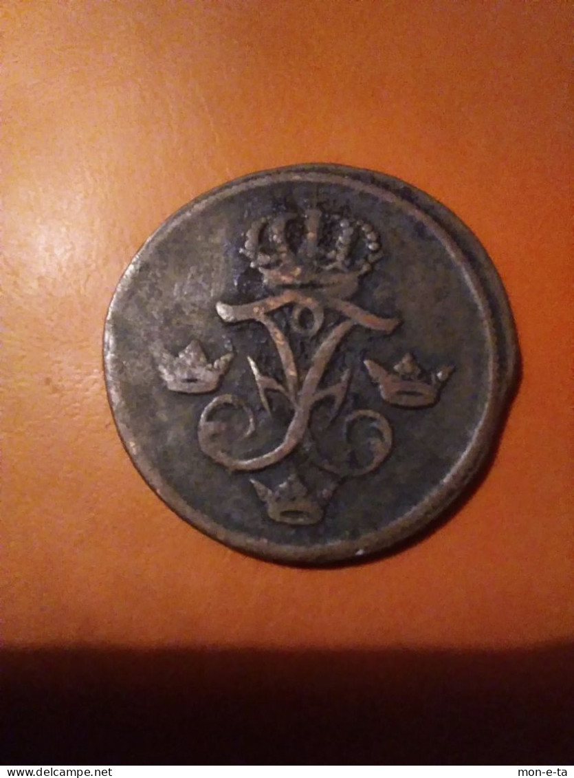 Coin Coper Sverige 1 Ore Double  And Irregular Coin Date1742 Rare - Zweden