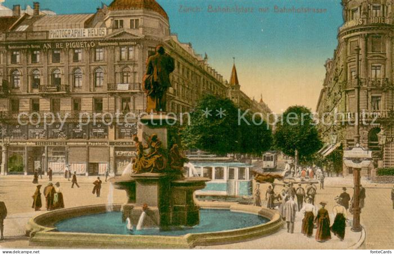 13756747 Zuerich ZH Bahnhofplatz Mit Bahnhofstrasse Und Alfred Escher Denkmal Zu - Sonstige & Ohne Zuordnung