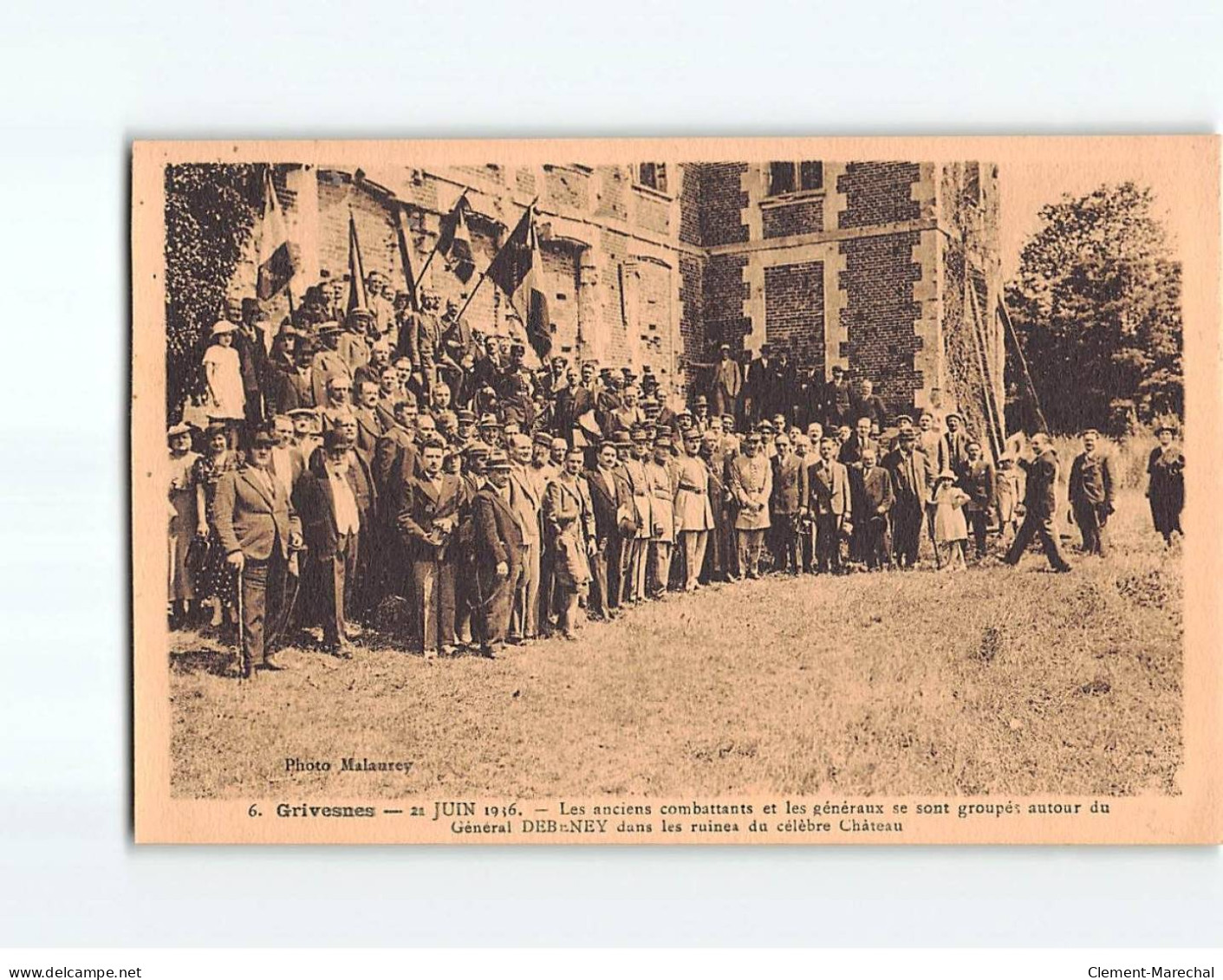 GRIVESNES : Juin 1916, Les Anciens Combattants Et Les Généraux Autour Du Général Debeney Dans Les Ruines - Très Bon état - Andere & Zonder Classificatie