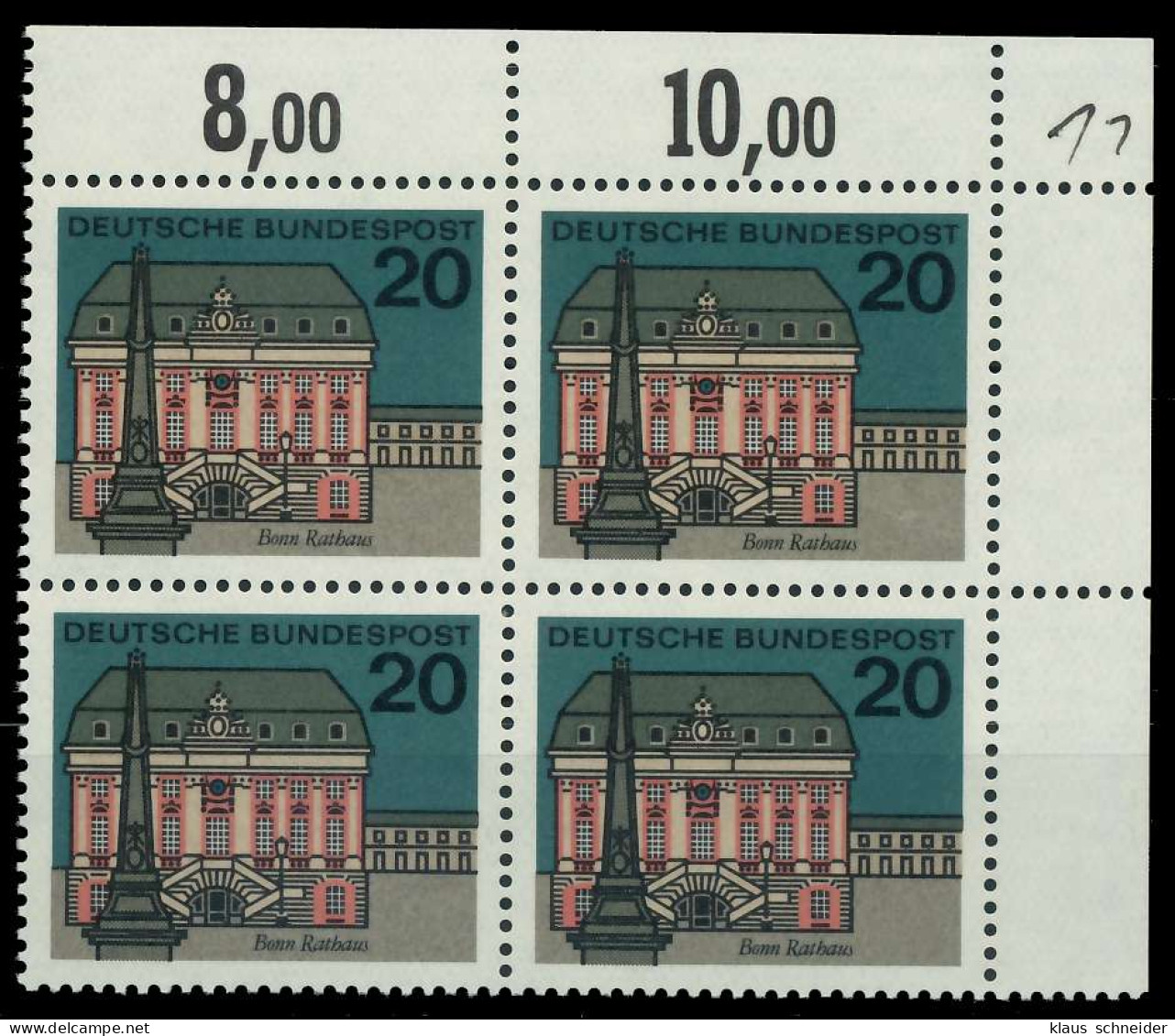 BRD 1964 Nr 424 Postfrisch VIERERBLOCK ECKE-ORE X7ECB72 - Ongebruikt
