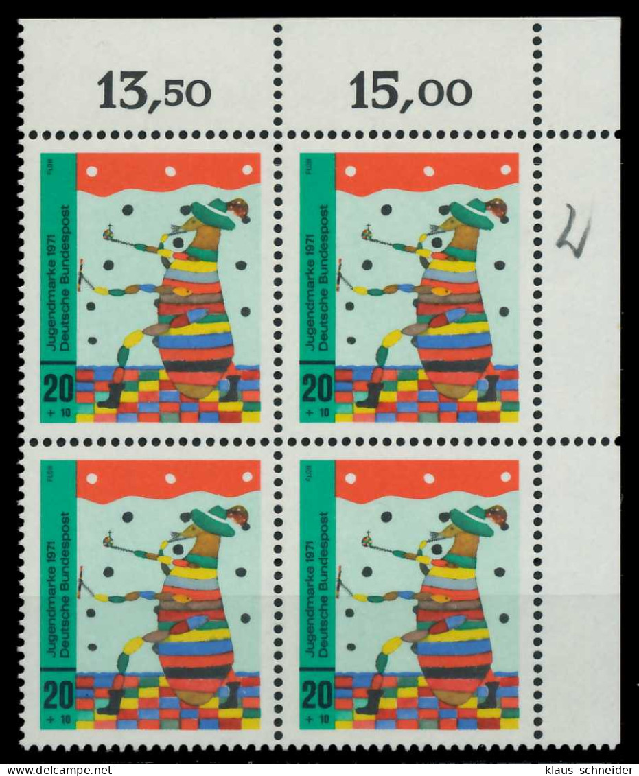 BRD 1971 Nr 661 Postfrisch VIERERBLOCK ECKE-ORE X7F9A76 - Neufs