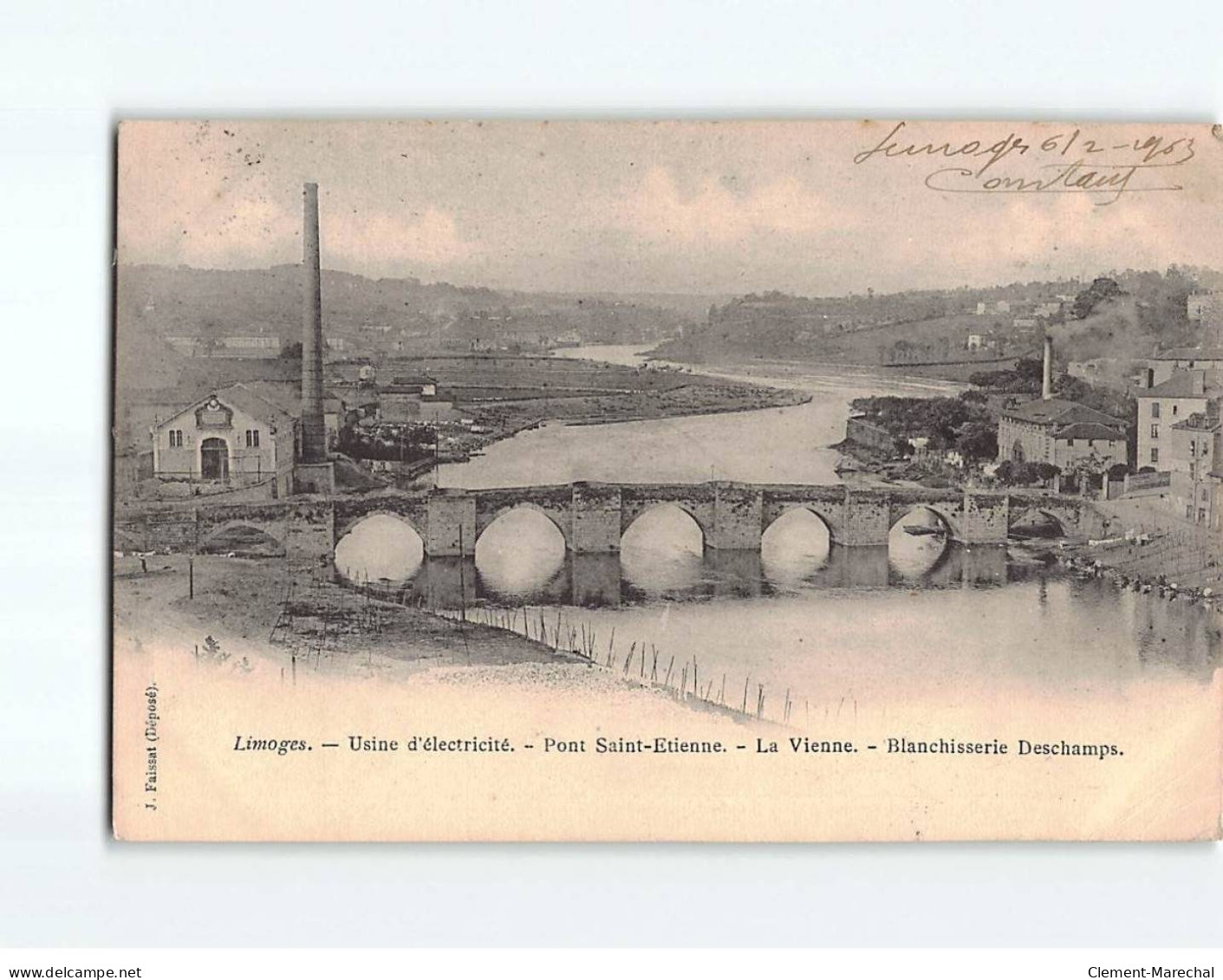 LIMOGES : Usine D'Electricité, Pont Saint-Etienne, La Vienne, Blanchisserie Deschamps - état - Limoges