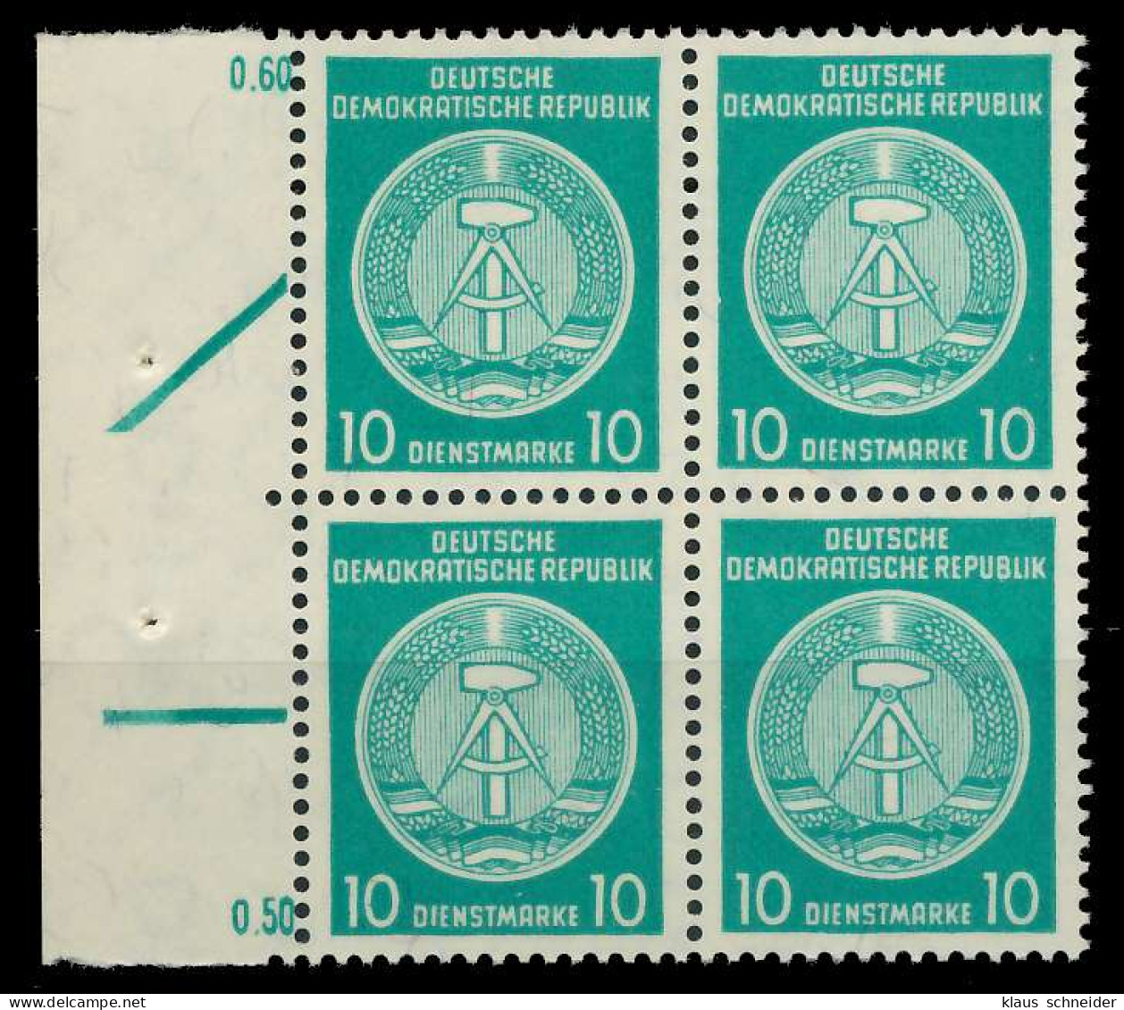 DDR DIENST HAMMER ZIRKEL Nr 35yBY Postfrisch VIERERBLOC X820AB2 - Otros & Sin Clasificación