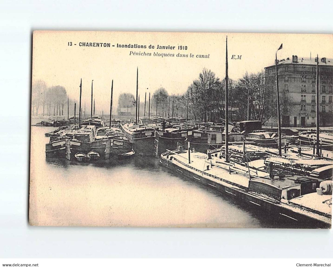 CHARENTON : Inondations De 1910, Péniches Bloquées Dans Le Canal - état - Charenton Le Pont