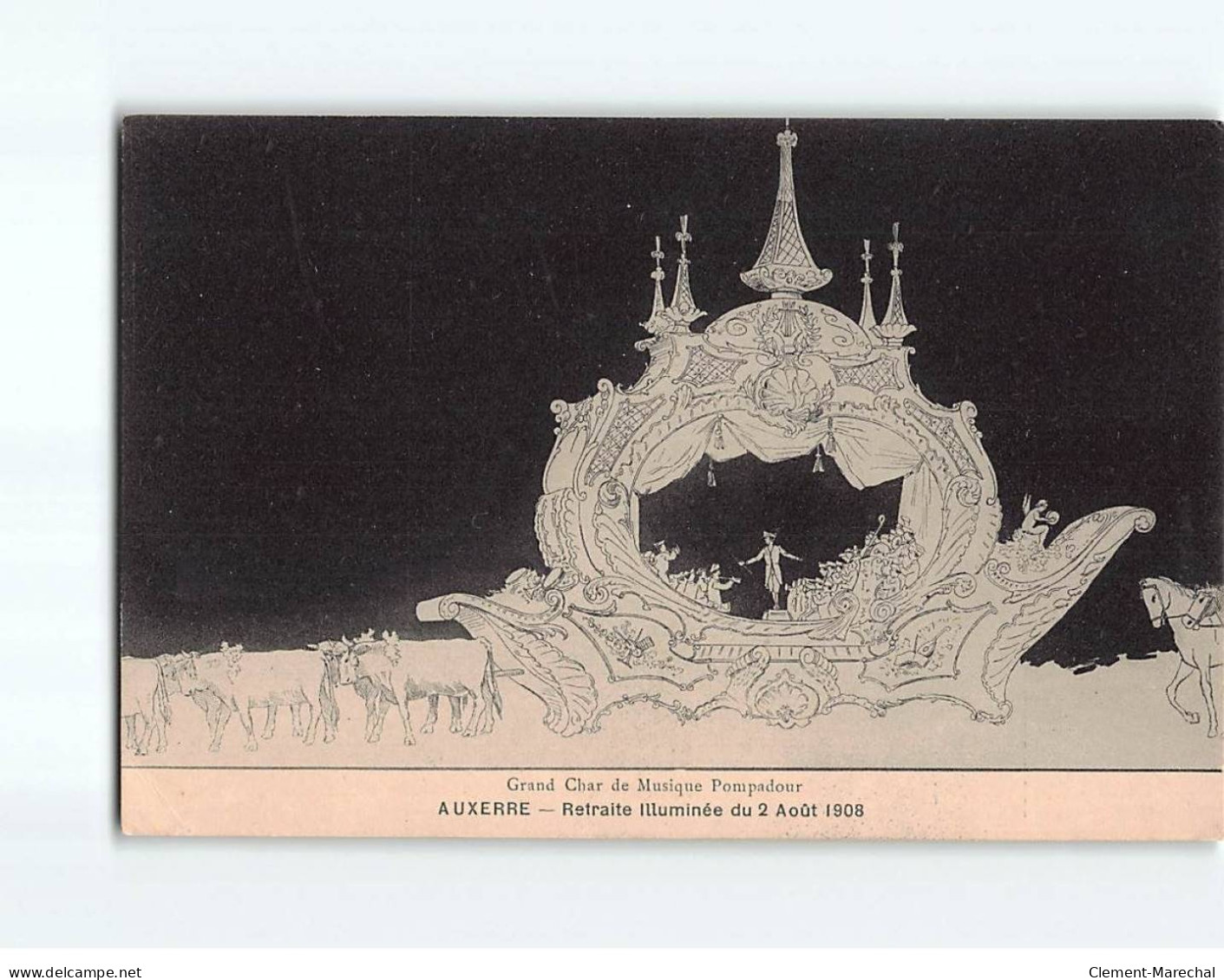 AUXERRE : Retraite Illuminé Du 2 Août 1908, Grand Char De Musique Pompadour - état - Auxerre