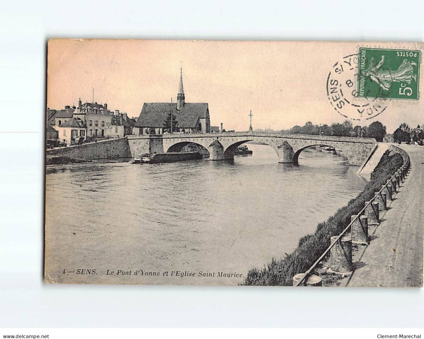 SENS : Le Pont D'Yonne Et L'Eglise Saint-Maurice - état - Sens
