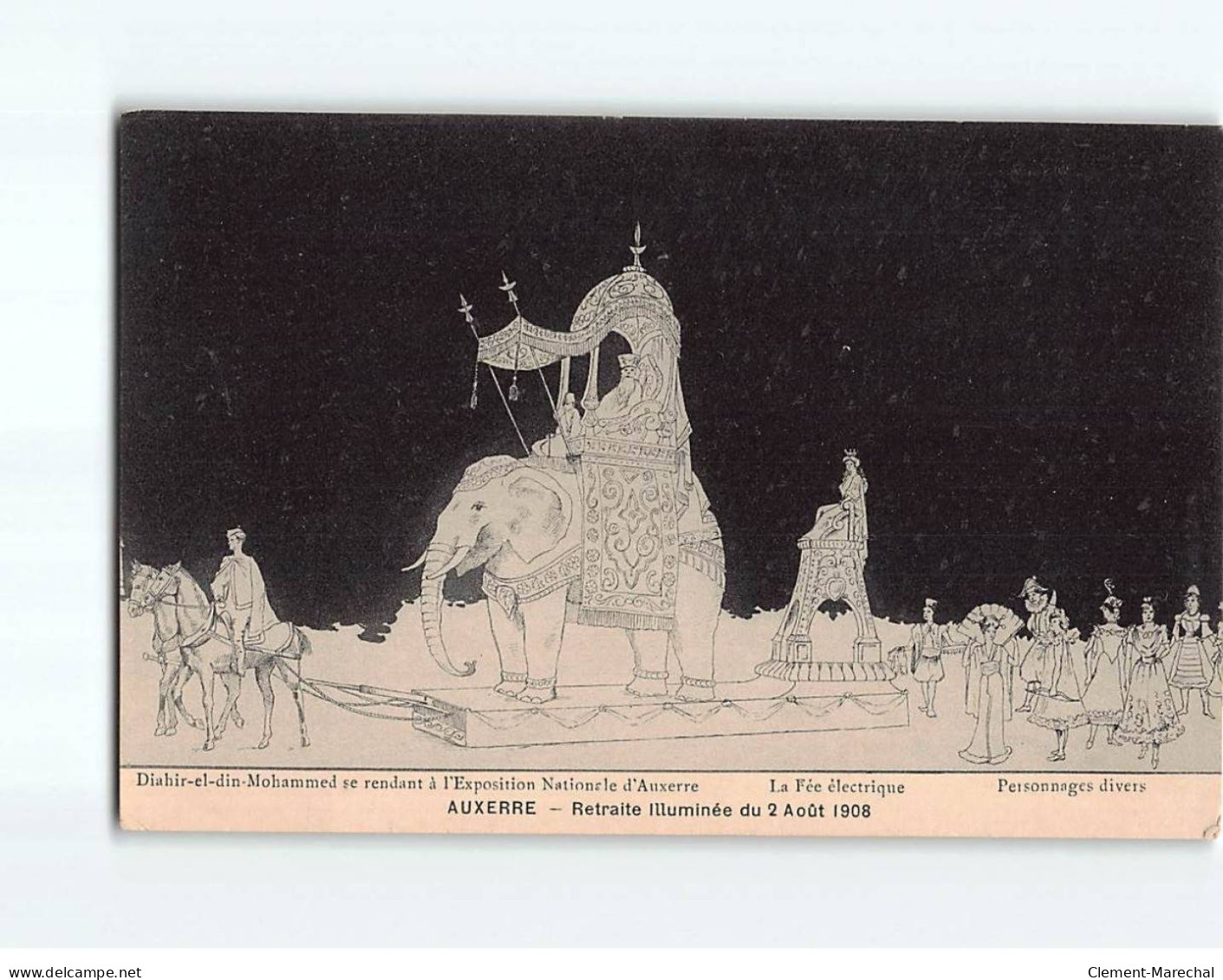 AUXERRE : Retraite Illuminée 1908, Diahir El Din Mohammed Se Rendant à L'exposition Nationale, La Fée électrique - état - Auxerre