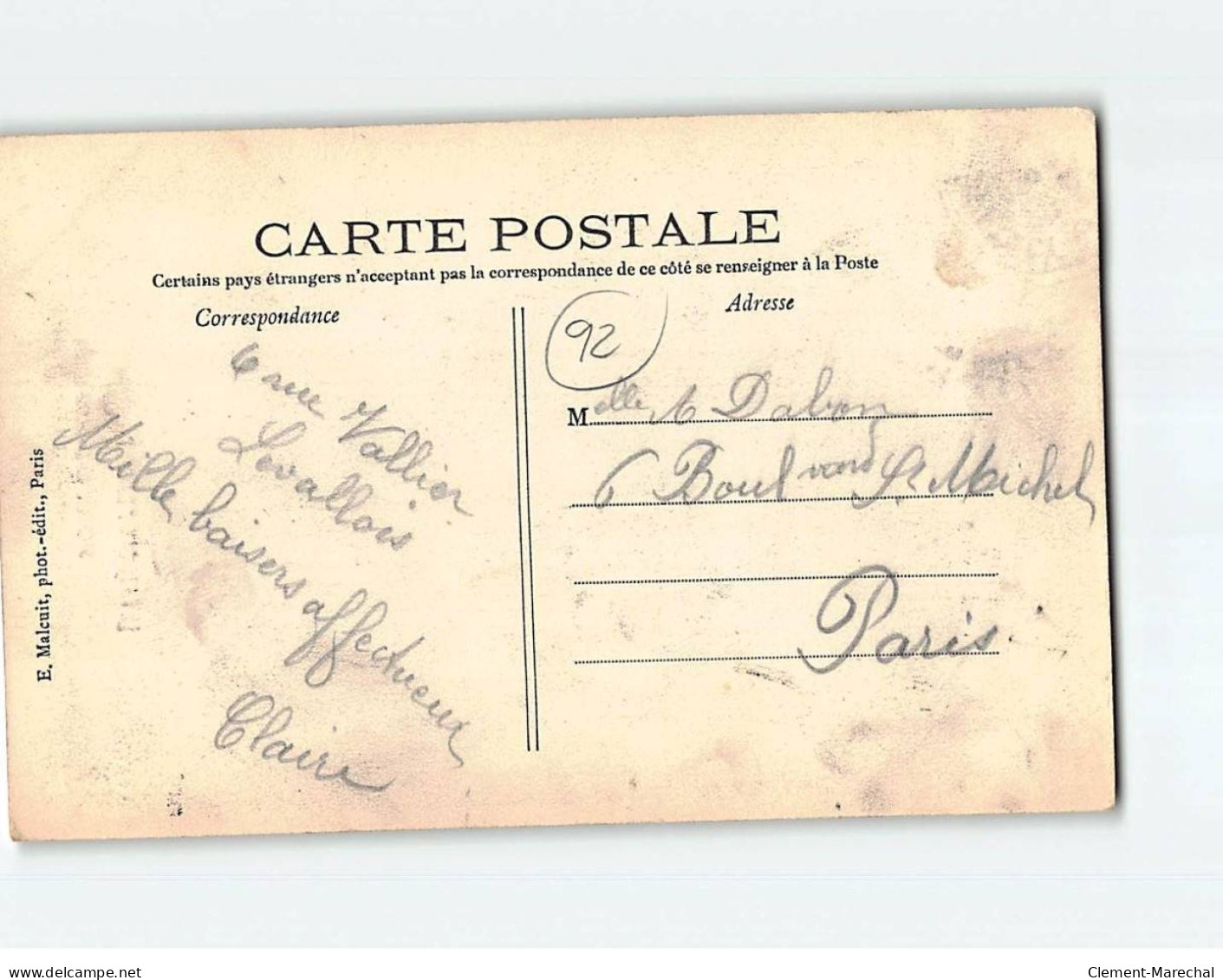 LEVALLOIS PERRET : Carte Souvenir - état - Levallois Perret