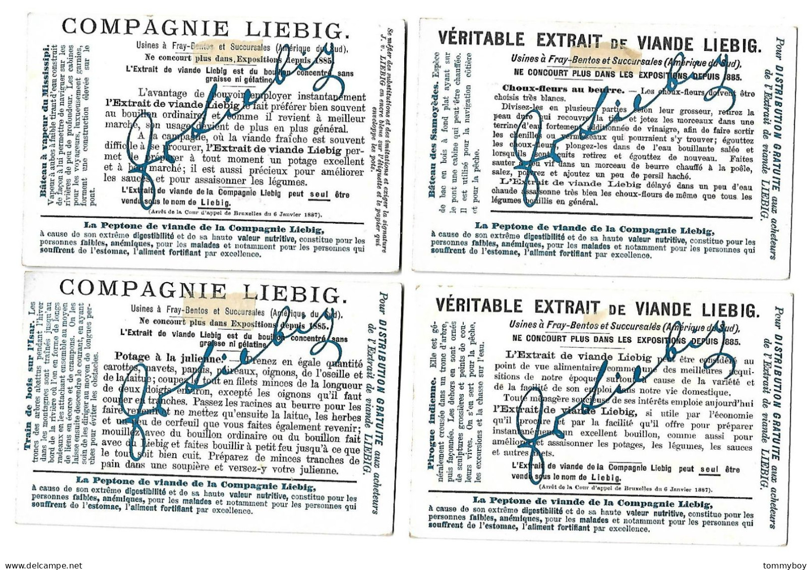 S 721 , Liebig 6 Cards, Bateaux (stickers On The Backsides) (ref B18) - Liebig