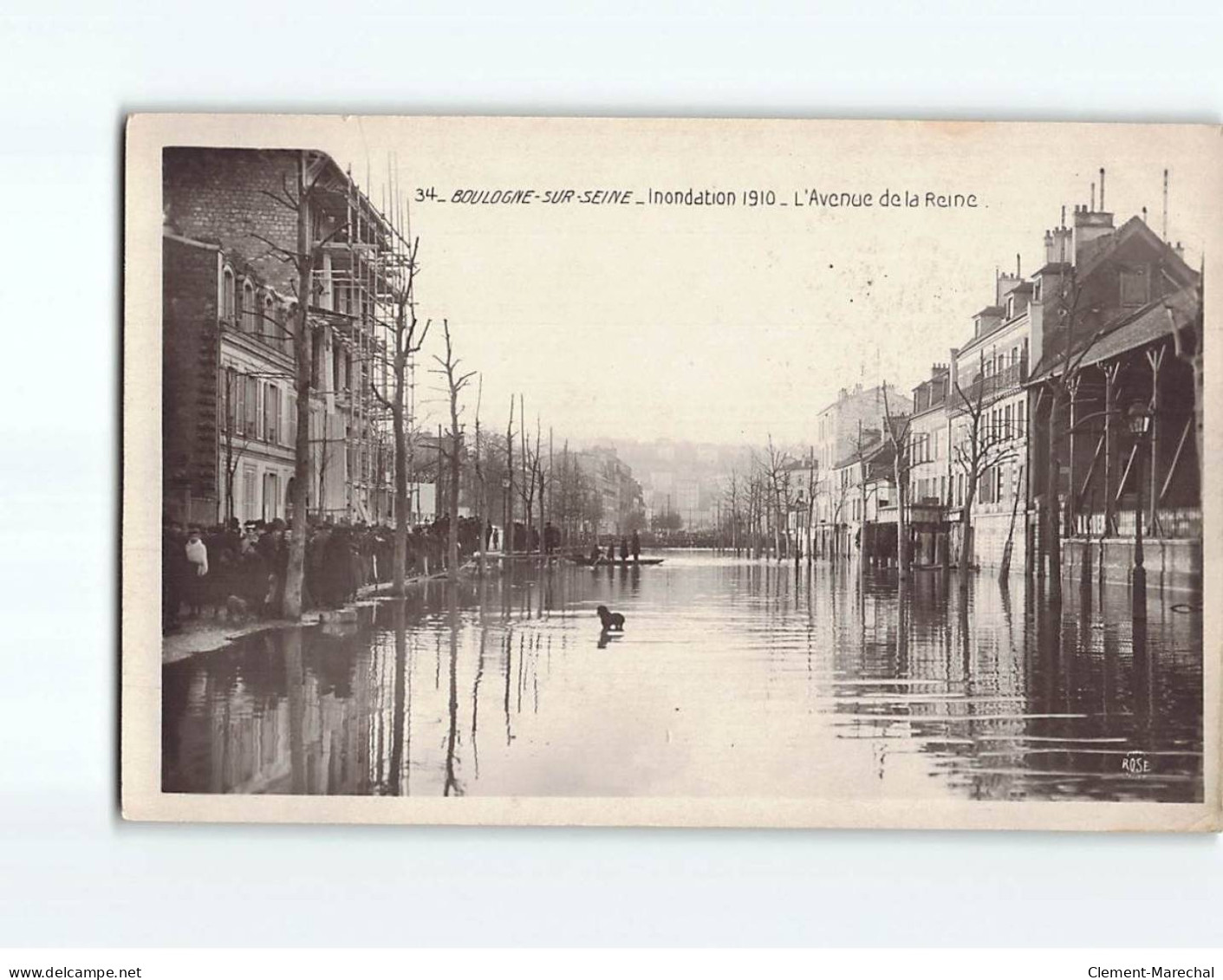 BOULOGNE SUR SEINE : Inondation 1910, L'Avenue De La Reine - Très Bon état - Boulogne Billancourt