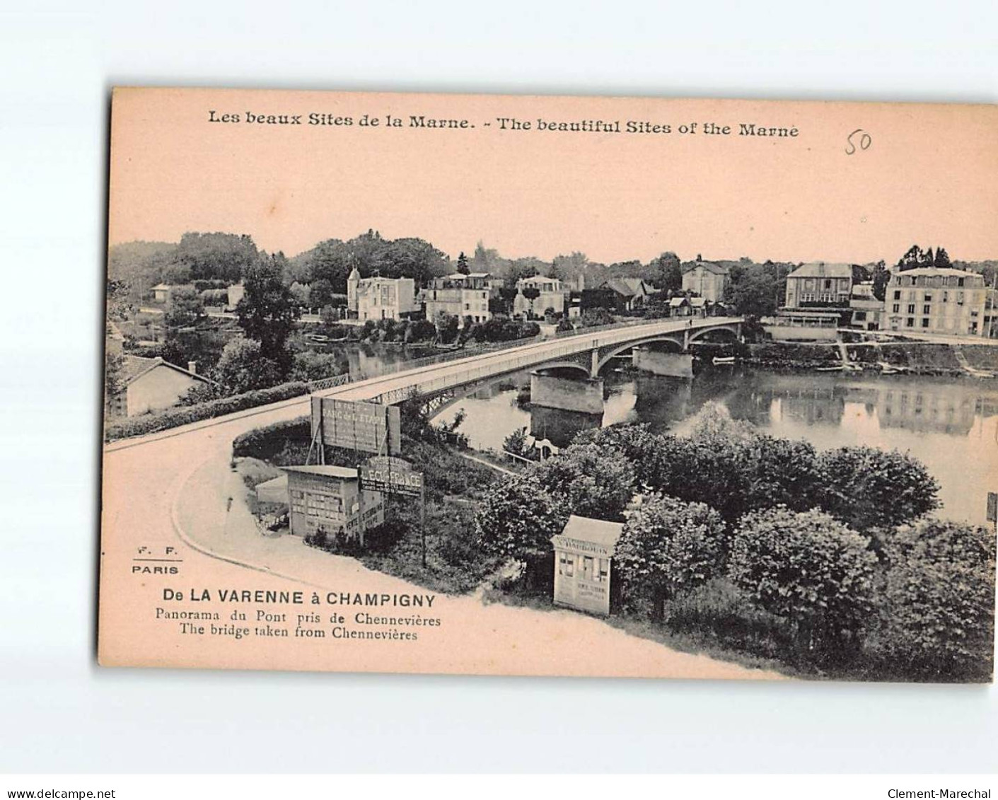 De La Varenne à CHAMPIGNY, Panorama Du Pont Pris De CHENNEVIERES - Très Bon état - Chennevieres Sur Marne