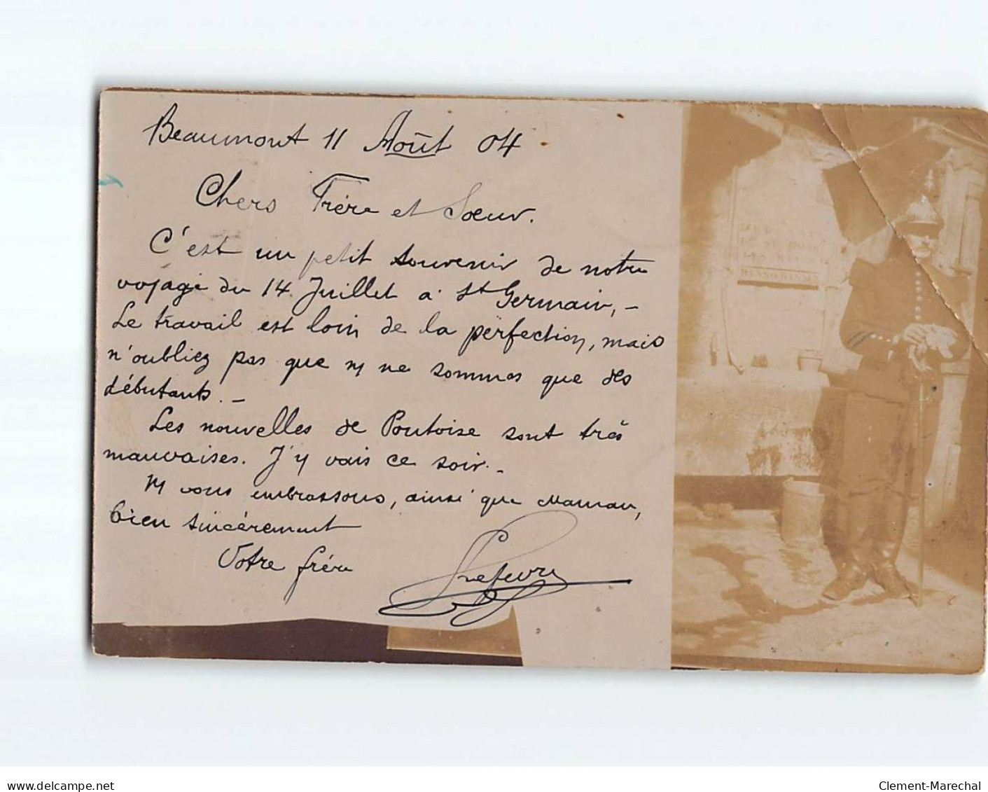BEAUMONT : Photo Souvenir, Militaire - état - Beaumont Sur Oise
