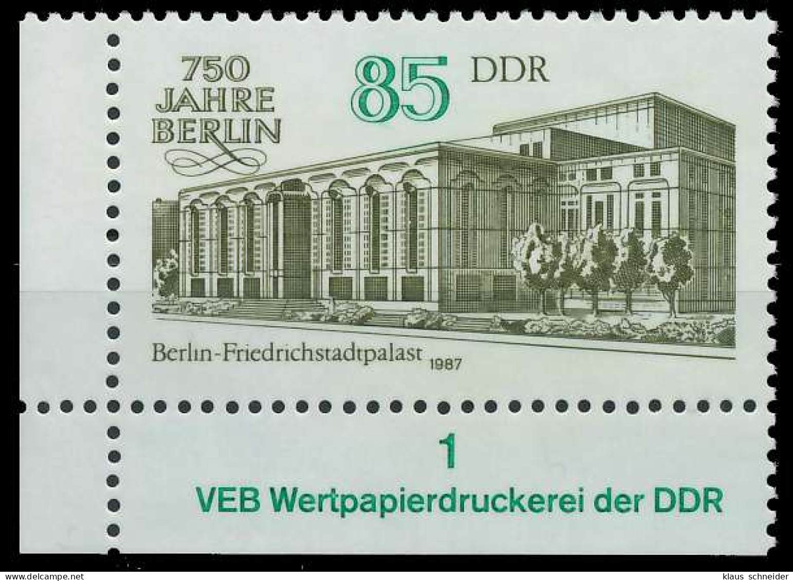 DDR 1987 Nr 3074 Postfrisch ECKE-ULI X0D2B16 - Neufs